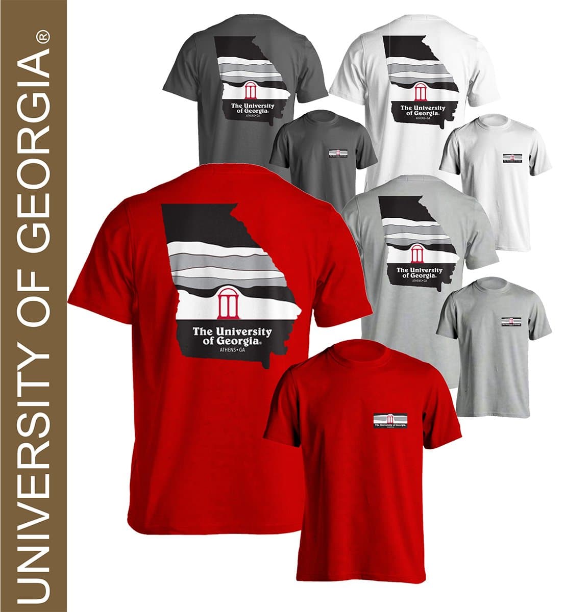 Univeristy of Georgia UGA Landscape Short Sleeve T-Shirt-Red-Small