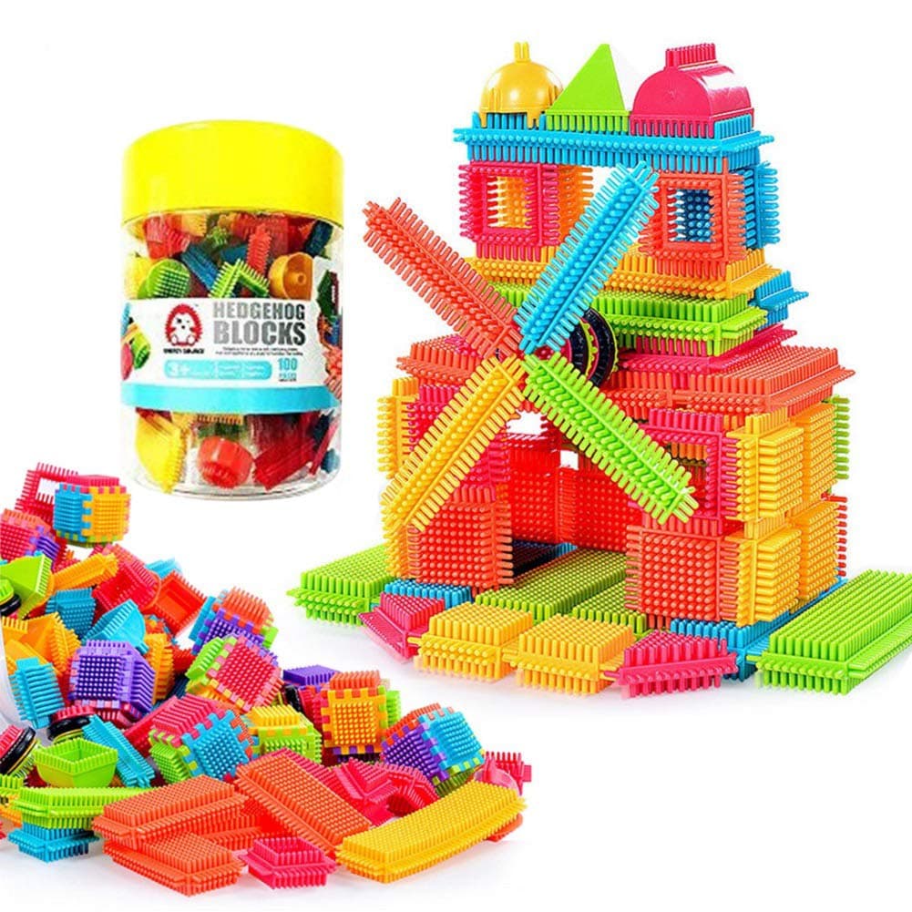 teytoy DBHstore Children Building Blocks Toy, 100 Pcs Toddlers Educational Building Creative Toys with Bucket for Boys Girls Learning Cognition, Build Wonderful Blocks World