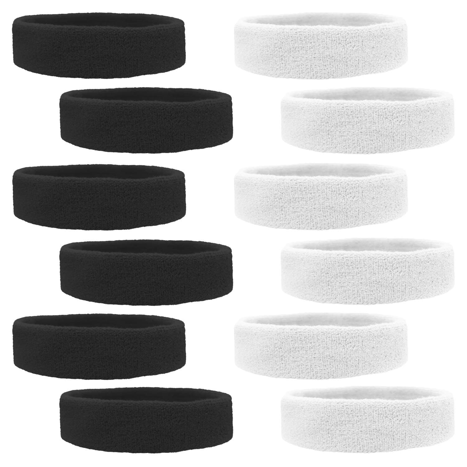 12 Sweatbands Cotton Sports Headbands Terry Cloth Moisture Wicking Athletic Basketball Headband by Kenz Laurenz
