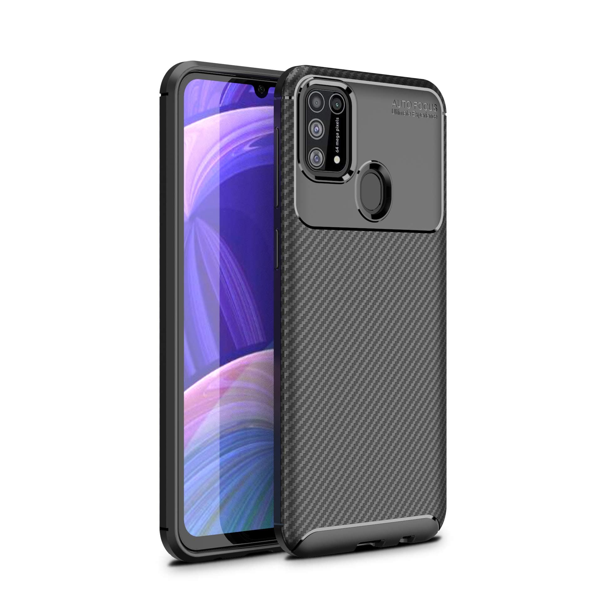 MISIDE Compatible for Samsung Galaxy M31 Case,Slim Fit Carbon Fiber Design Flexible Soft TPU Case Shock-Proof Scratch Resistant Protective Back Cover for Samsung Galaxy M31 (Black)