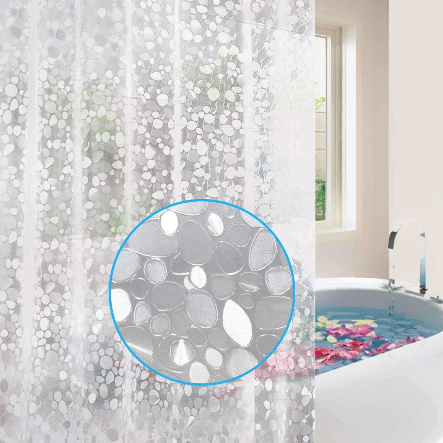 Barbieya Shower Curtain (White,Stone)