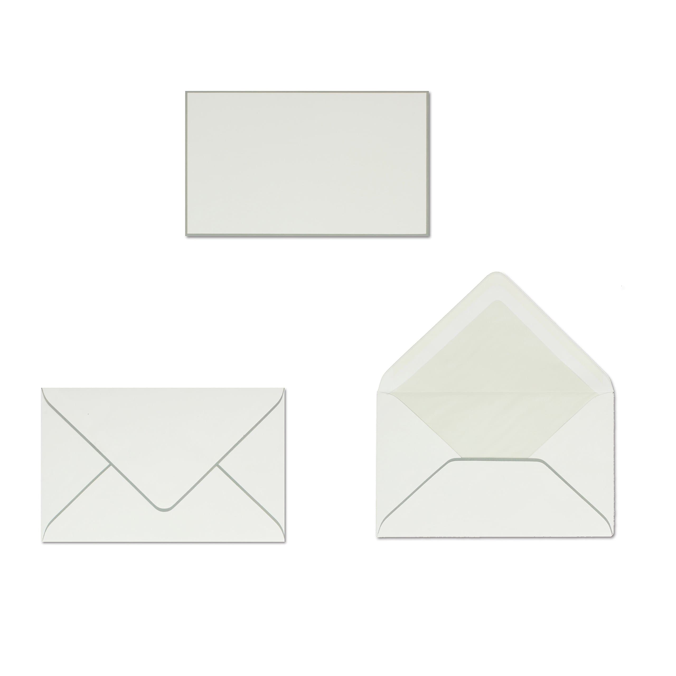 Set of 50/25X 25 Pieces Mourning Card with Grey Trim and Matching Envelopes with Silk Lining