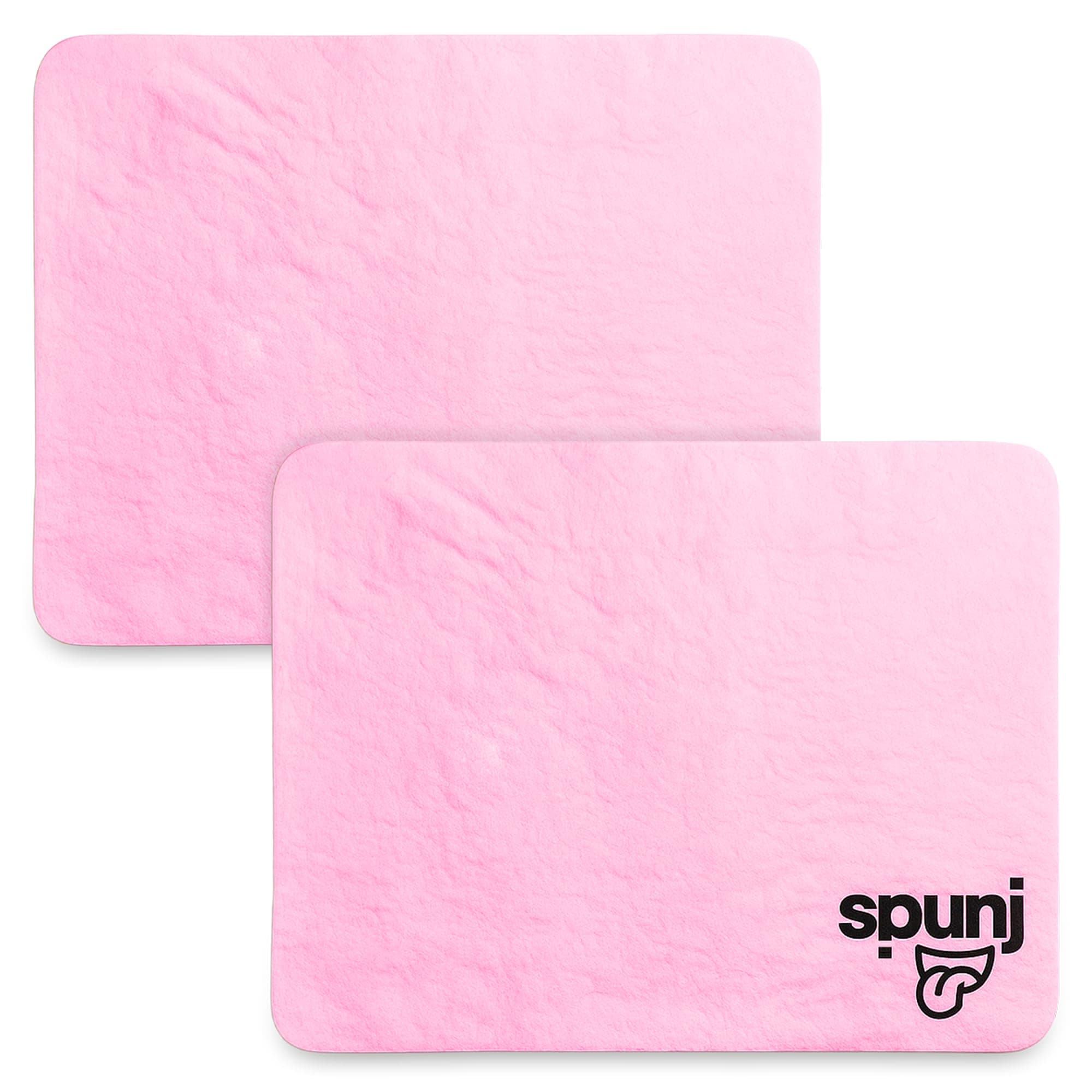 spunj 2pk The Ultra Thirsty Sponge Cloth Pink | Super Absorbent Cleaning Cloths for Home | Holds 7x its Weight in Water | Drip Free Cleaning Cloth & Duster Cloth | Lint Free Cloths to Clean Surfaces