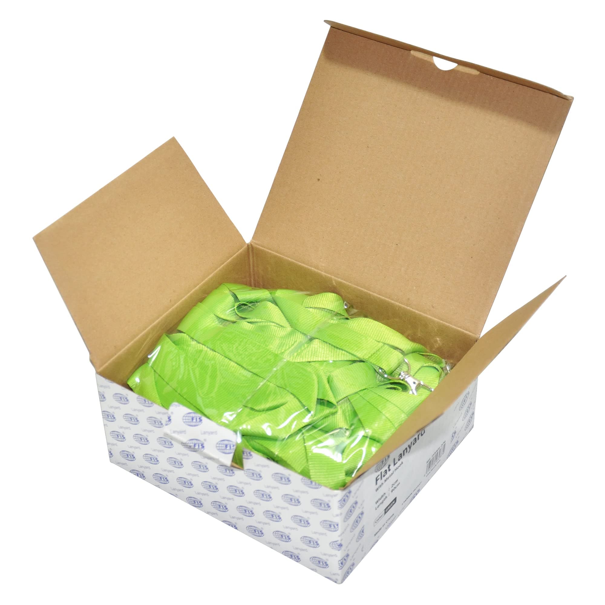 FIS Flat Lanyard Badge Holder With Hook Green Pack of 50 Pieces