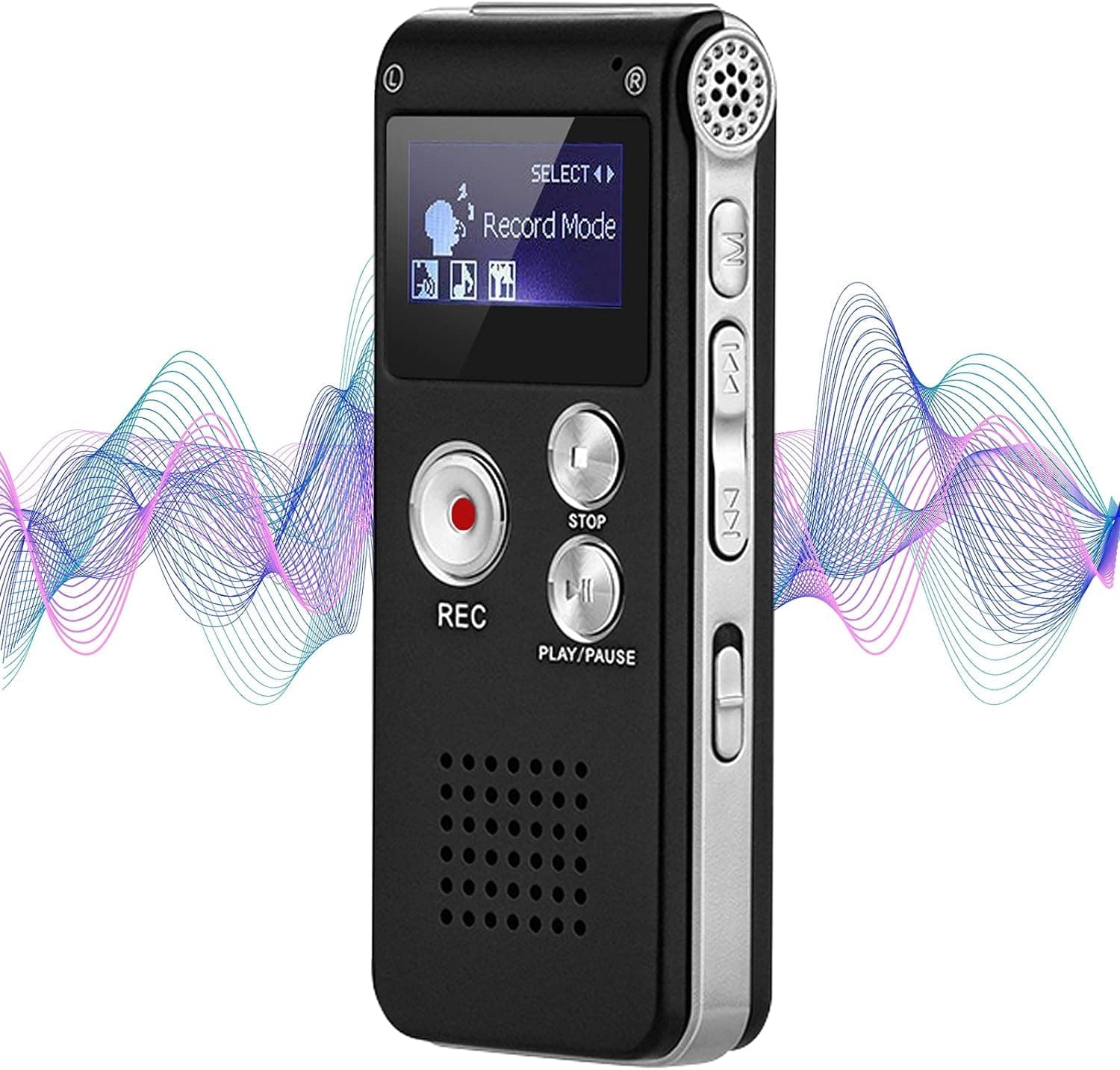 8GB Digital Voice Recorder Professional, Rechargeable Mini Voice Recorder with Multifunctional Digital Audio & MP3 Playback (Black)