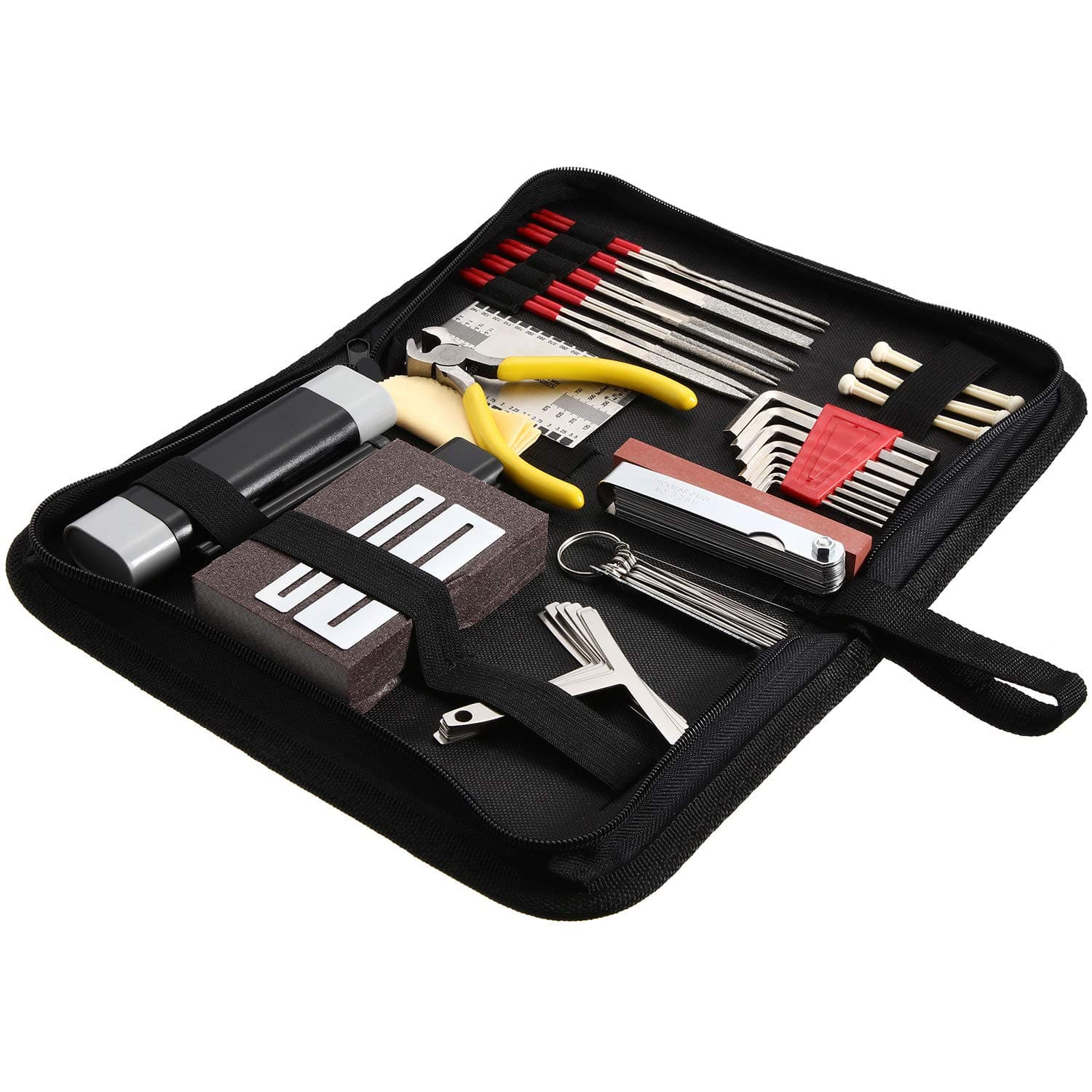 42 Pieces Guitar Tool Kit Complete Guitar Repair Maintenance Tool Kit Guitar Setup Kit Repair Tools for Ukulele Bass Mandolin Banjo Guitar