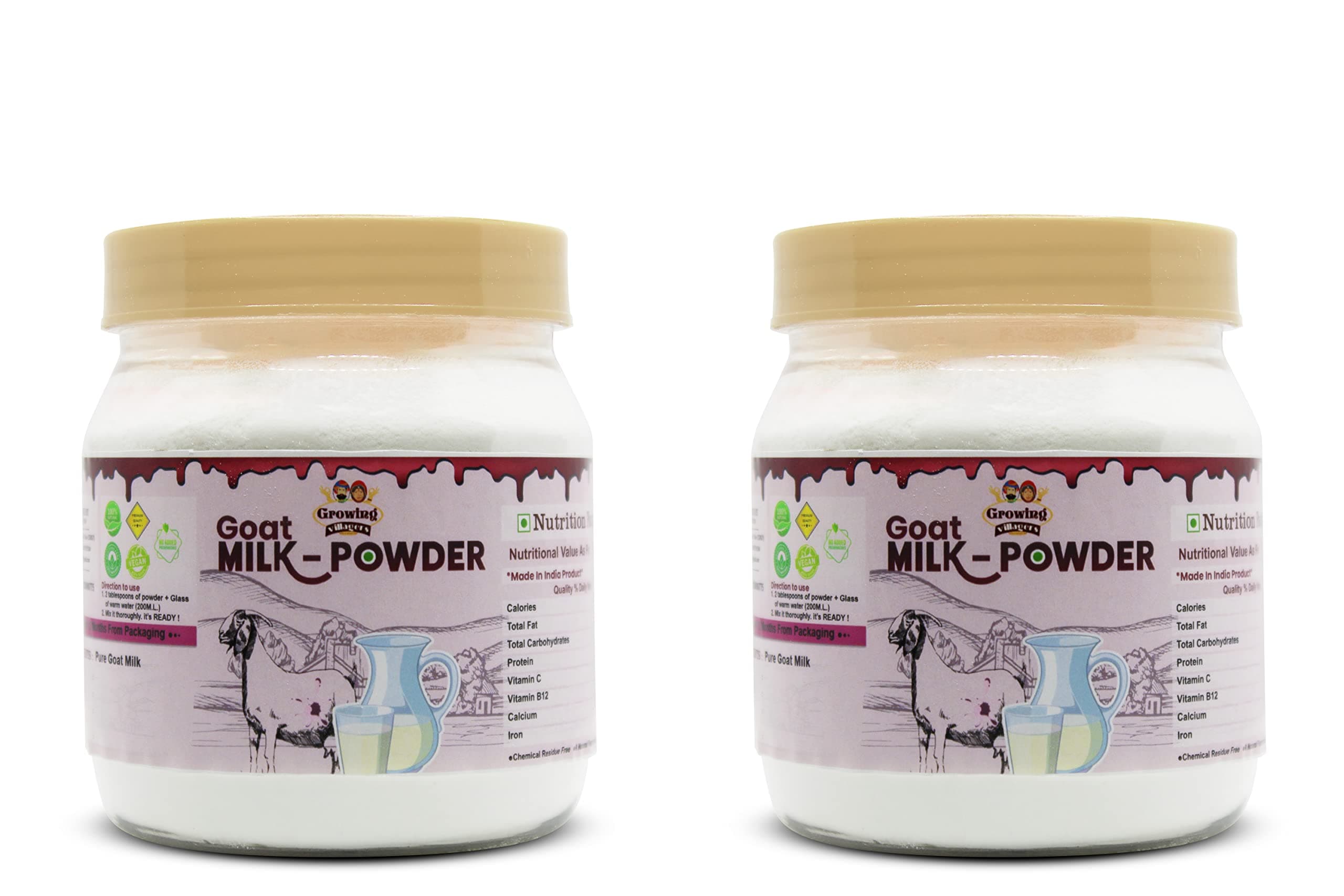 Natural Goat Milk Powder | Freeze Dried Organic Grass Fed Goat Milk Powder | Substitute For Liquid Milk | 2 Jars Of 150 Grams Each