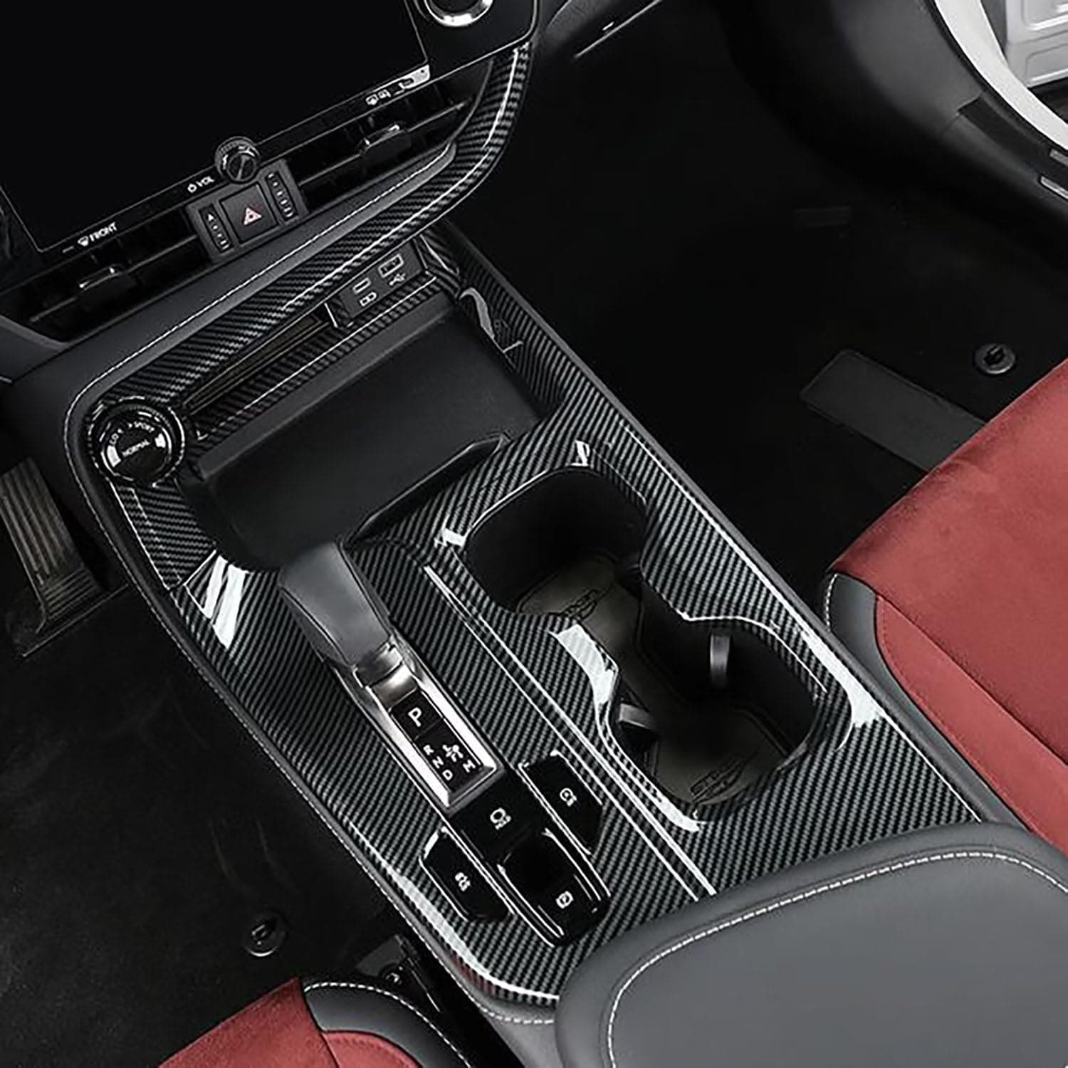Carbon Fiber Pattern Shift Panel Cover for 2022-2025 Lexus NX 250/350/350h/450h+ Interior Gear Shifter Frame Overlay Trim (LHD, 3-Piece)