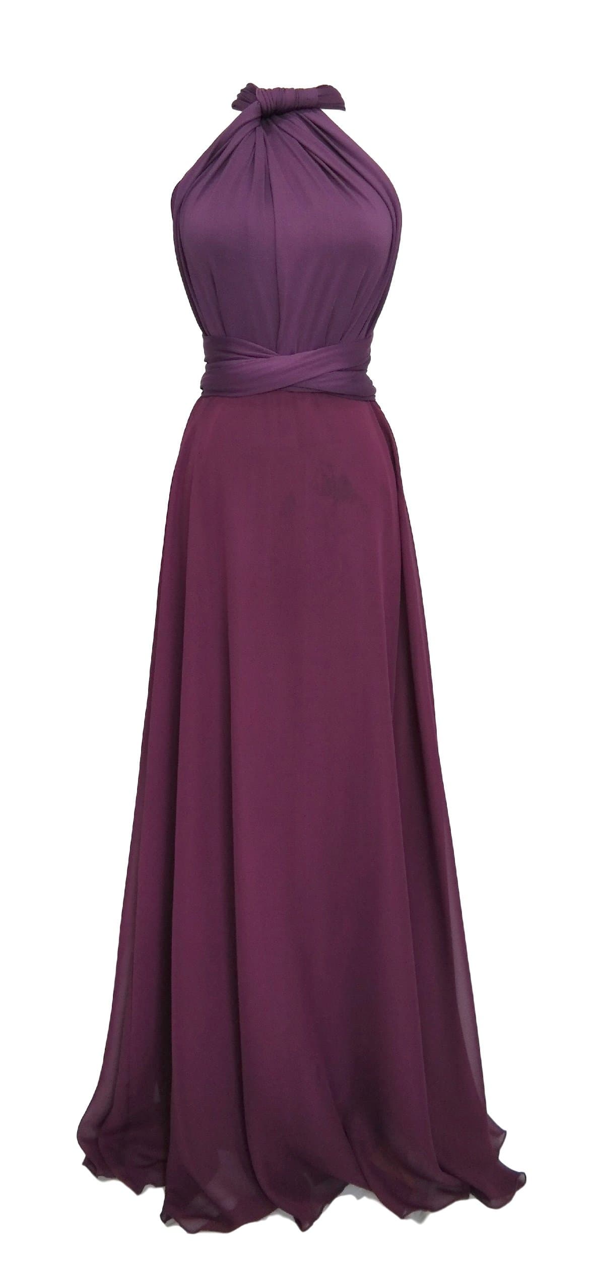 Full Length Convertible Bridesmaids Dress in Royal Purple Chiffon,One Size