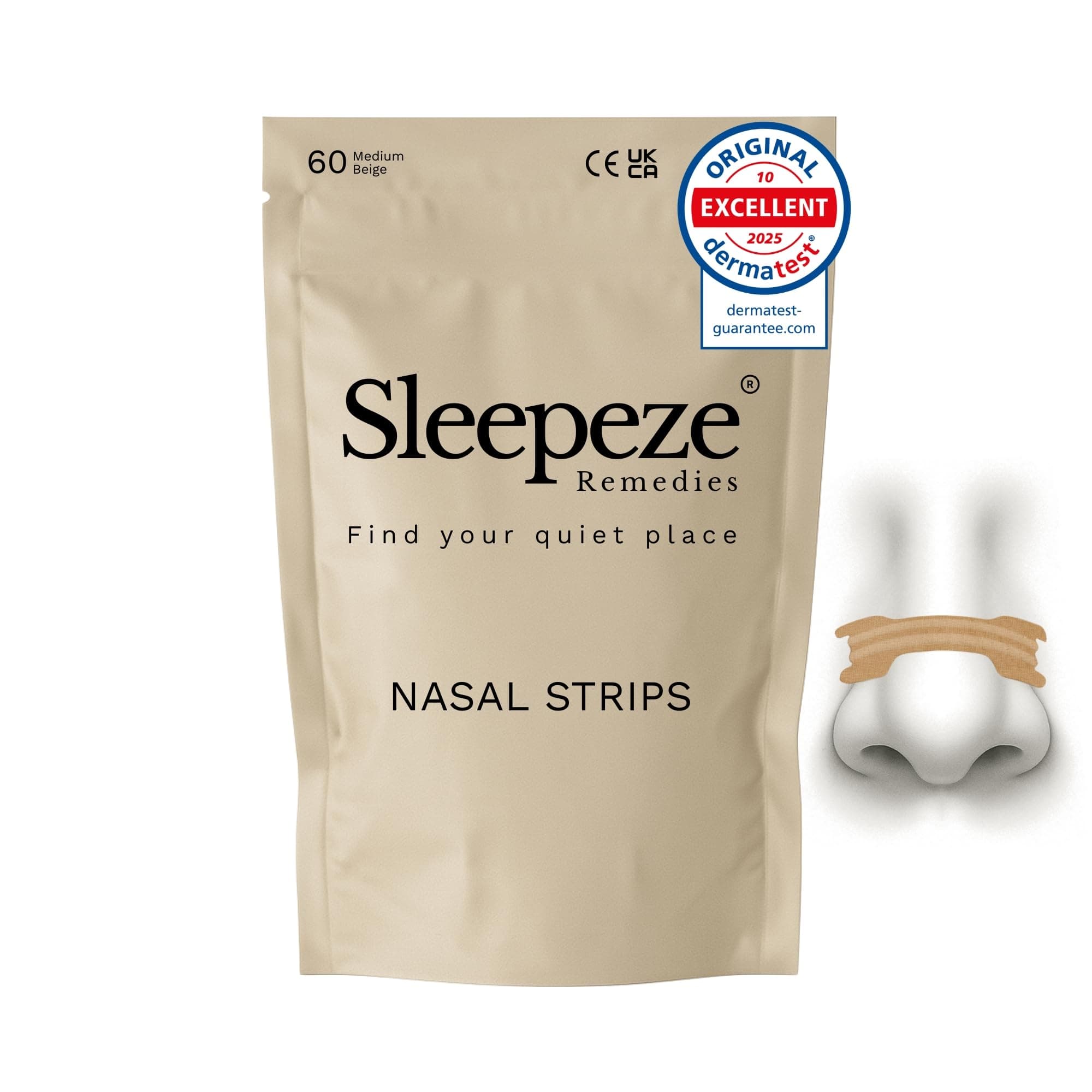 Nasal Strips Medium (x 60 Pack) Nose Strip to Stop Snoring, Snoring Strips to Help You Breathe Through Your Nose, Anti Snore Nasal Strips for Snoring by Sleepeze Remedies (Medium x60)