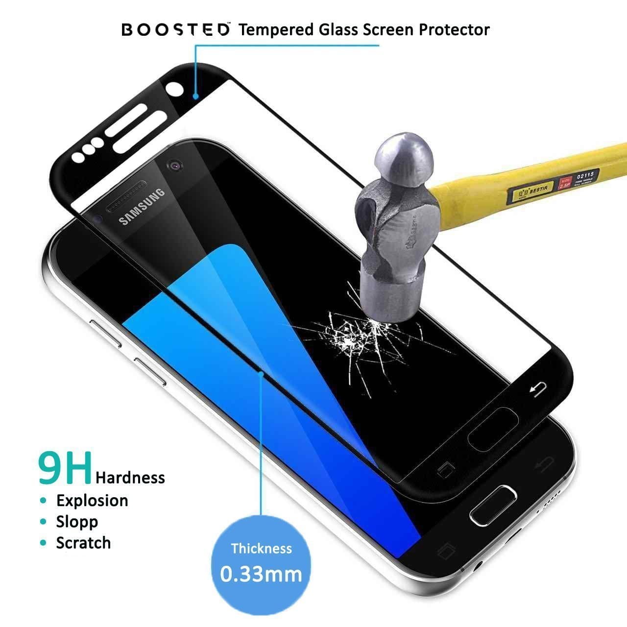 Galaxy S7 Tempered Gorilla Cases Glass FITS with All Cases Compatible Premium Sensitive Flexible 0.26mm Tempered Glass Screen Protector for Samsung Galaxy S7 (Black)