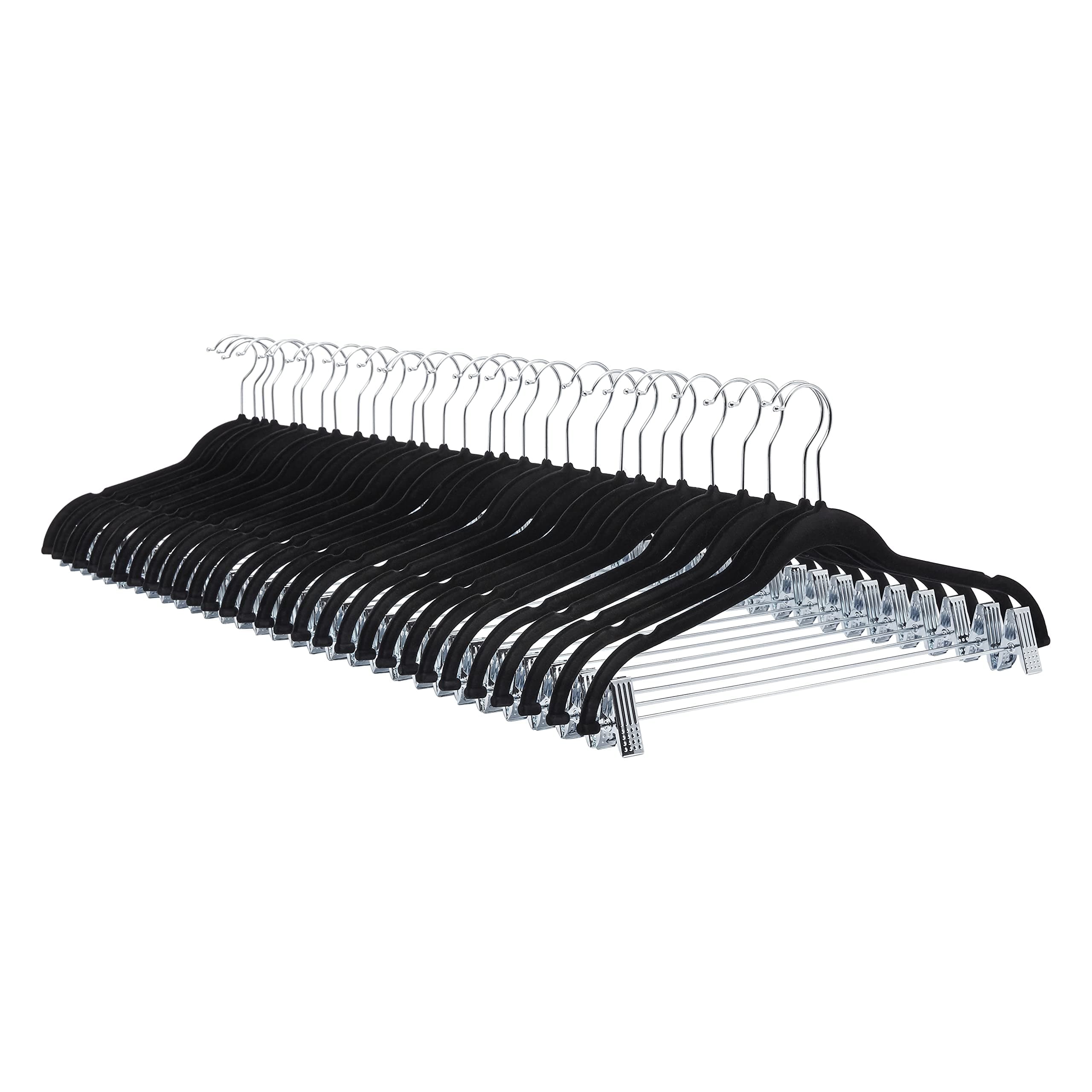 Velvet Skirt Hangers with Clips, Pack of 24, Black