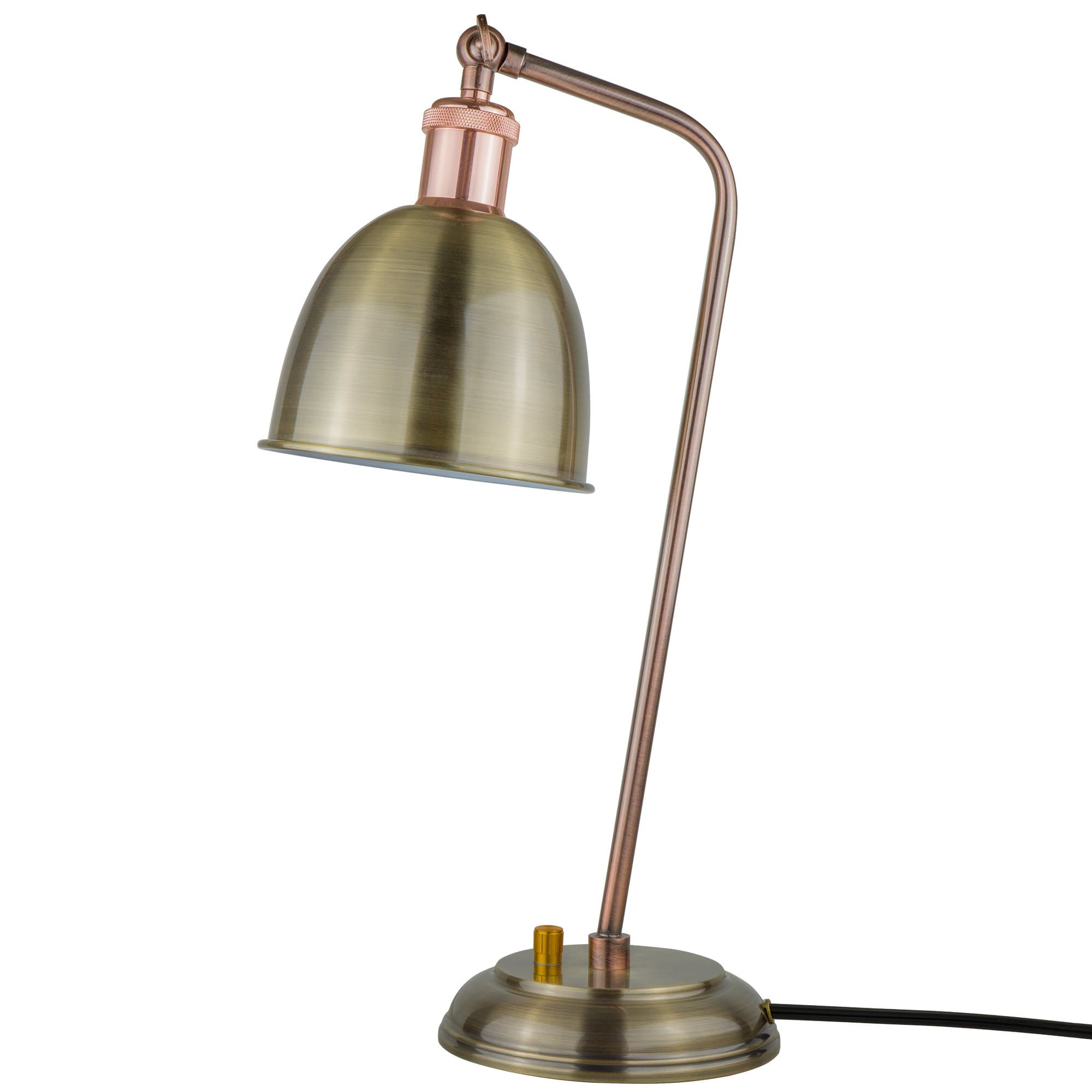 Starthi Antique Brass Table Lamp Industrial Dimmable Desk Light with Bronze Adjustable Lamp Shade