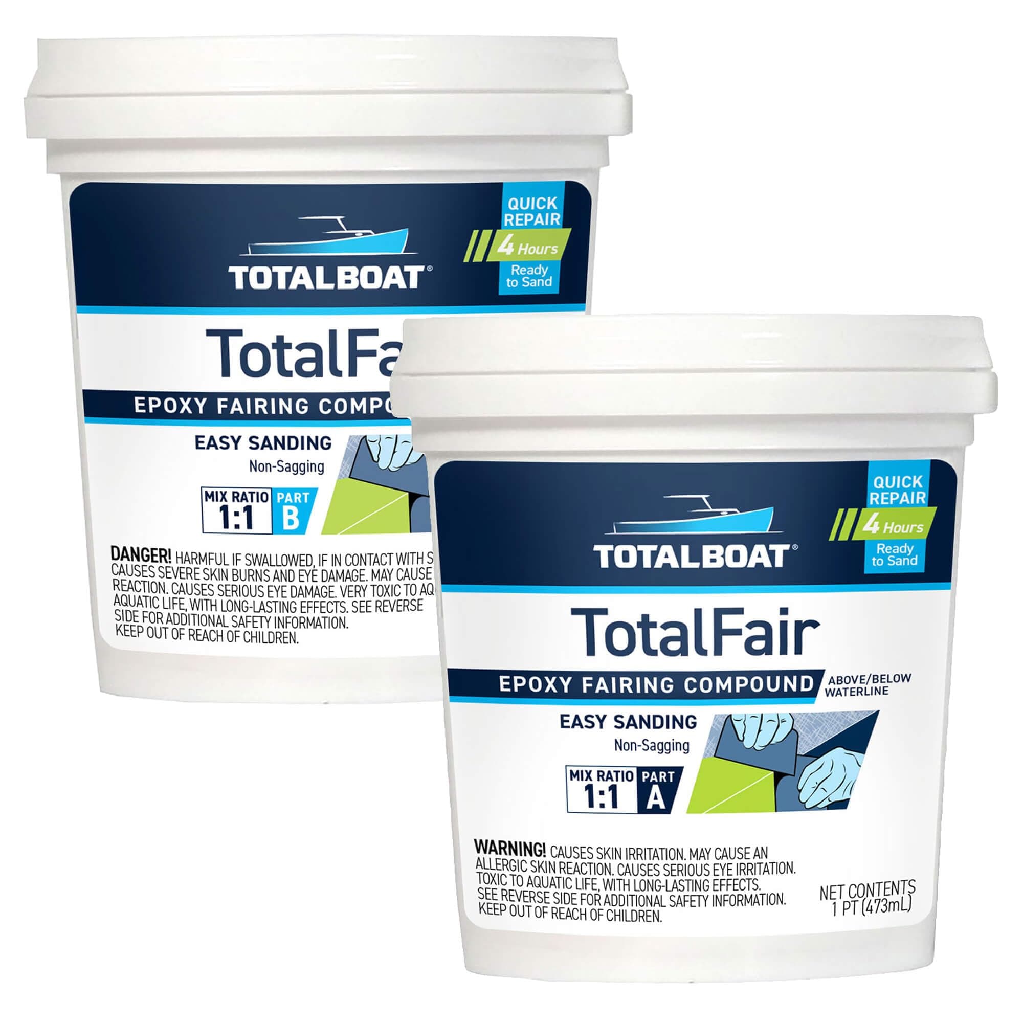 TotalBoat TotalFair Marine Epoxy Fairing Compound for Fiberglass, Wood, Aluminum and Steel (2 Pint Kit)