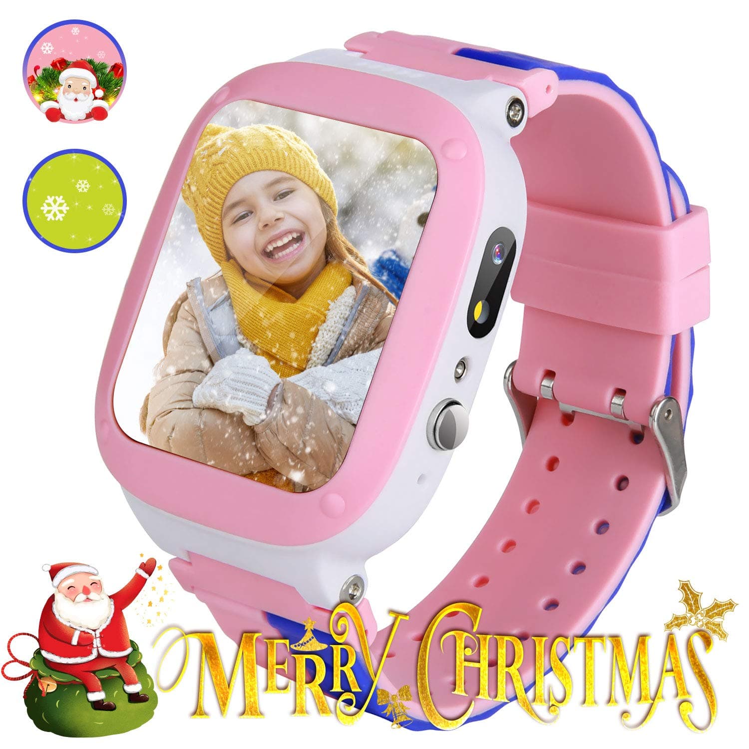 YENISEY Kids Waterproof Smart Watch Anti-Lost LBS, Touch Screen smartwatch with SOS Call Voice Chat Camera Alarm Clock for Girls Boys Toys Gifts (Pink)