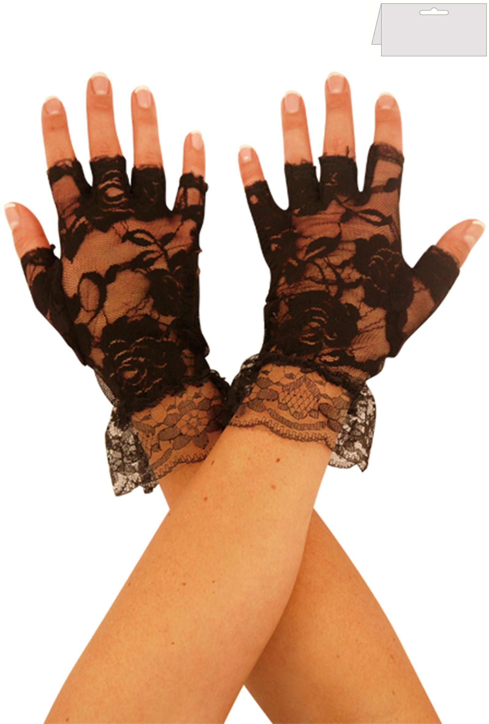 Fingerless Lace Gloves - Black