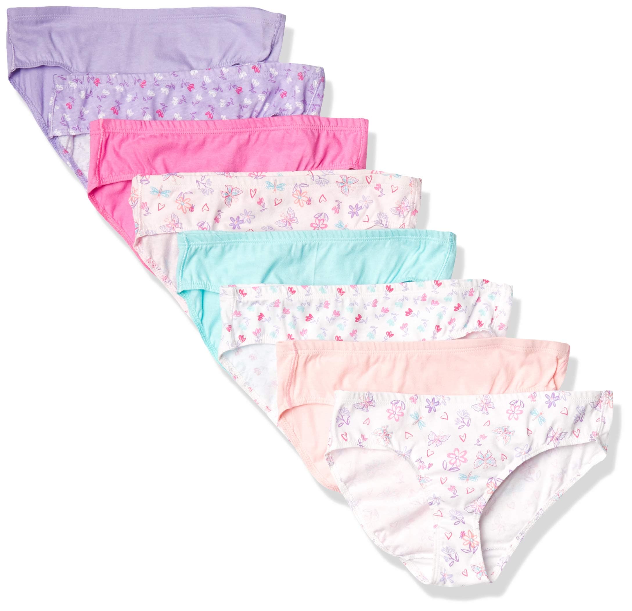 Hanes girls Hanes Ultimate Girls' Underwear, Pure Comfort Organic 100% Cotton Panties, Briefs & Hipsters, 8-pack