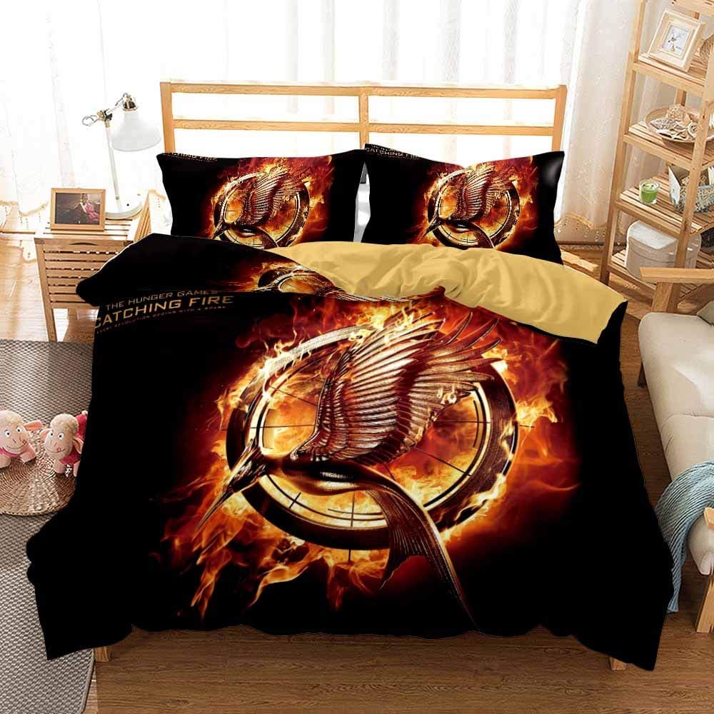 YOMOCO The Hunger Games Duvet Cover Bedding Set - Duvet Cover and Two Pillowcases, Microfibre, 3D Digital Print, Three-Piece Bed Linen (03, Single 135 x 200 cm)