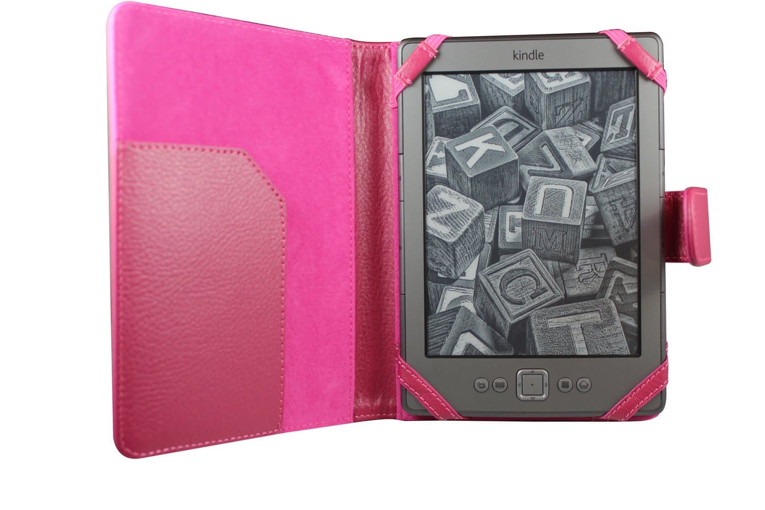 CaseGuru WHSmith Kobo Touch and Kindle eReader 6" Book Case/Cover/Folio/Wallet (Hot Pink)