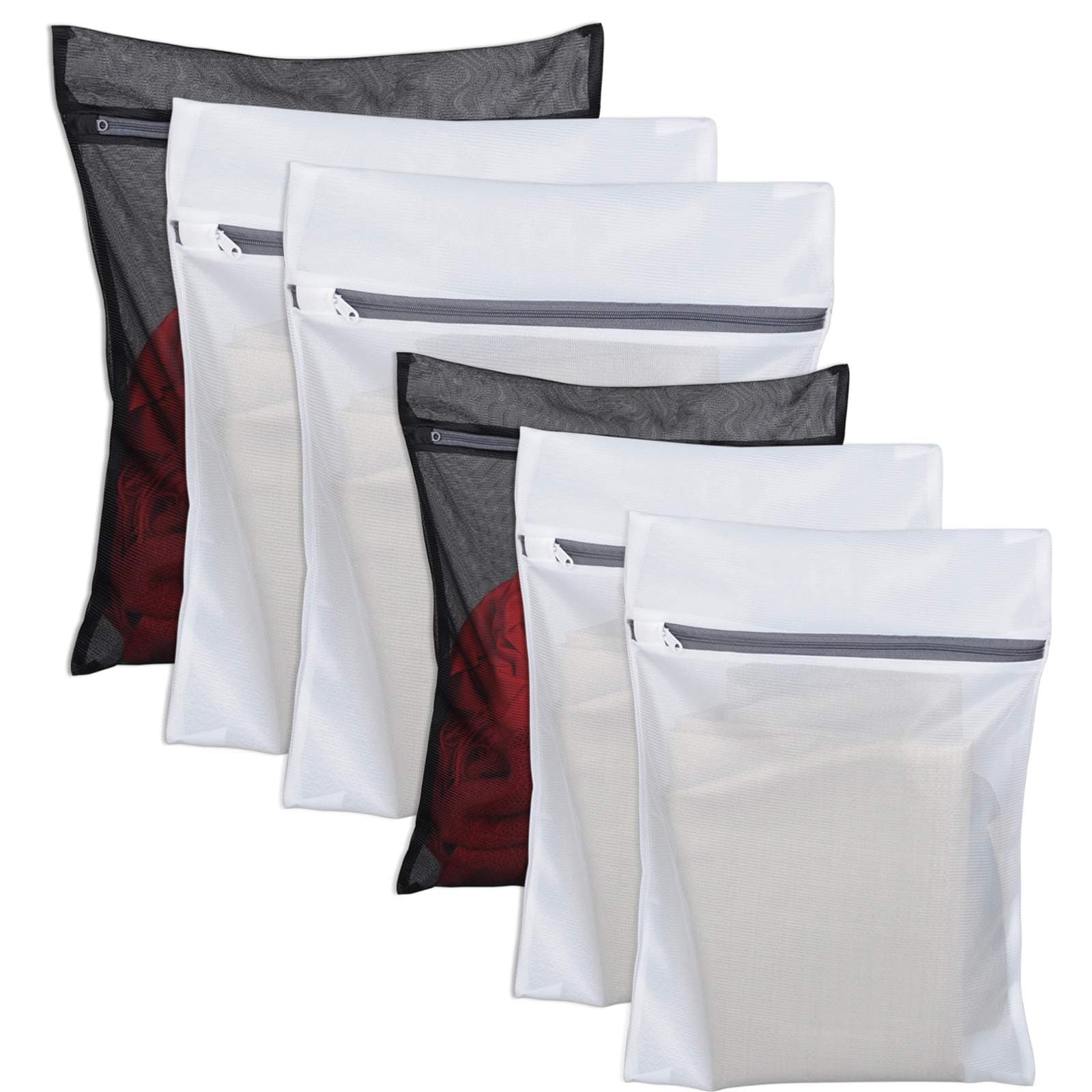 6 Pack Laundry Bag Delicates Mesh Wash Bag For Hosiery, Underwear, Bra,Garment Lingerie Effective Protection Travel Storage Organize Zipped Drying Machine Washing Bag (3 Large, 3 Medium)