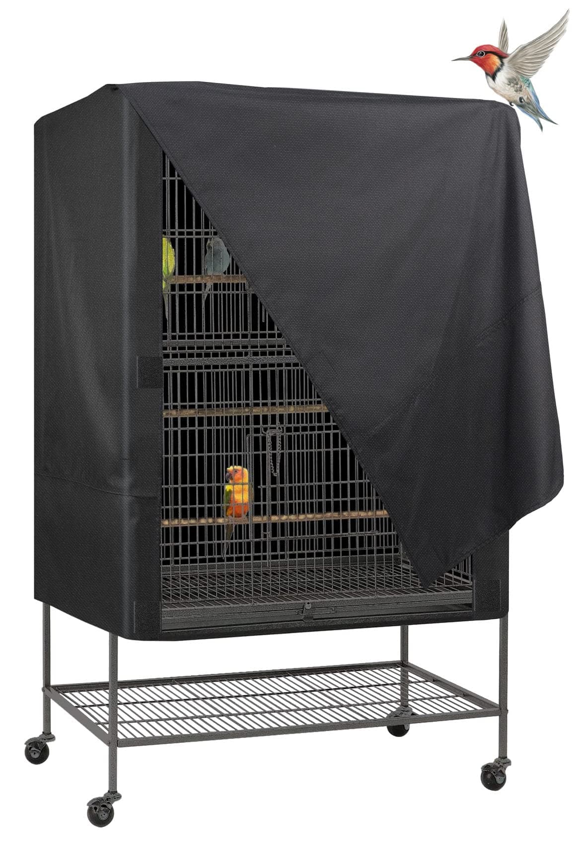 Explore Land Bird Cage Cover - Good Night Sunshade Enclosure for Cats, Mink, Totoro, Parakeet, Parrot and Small Animals (Black, XL)