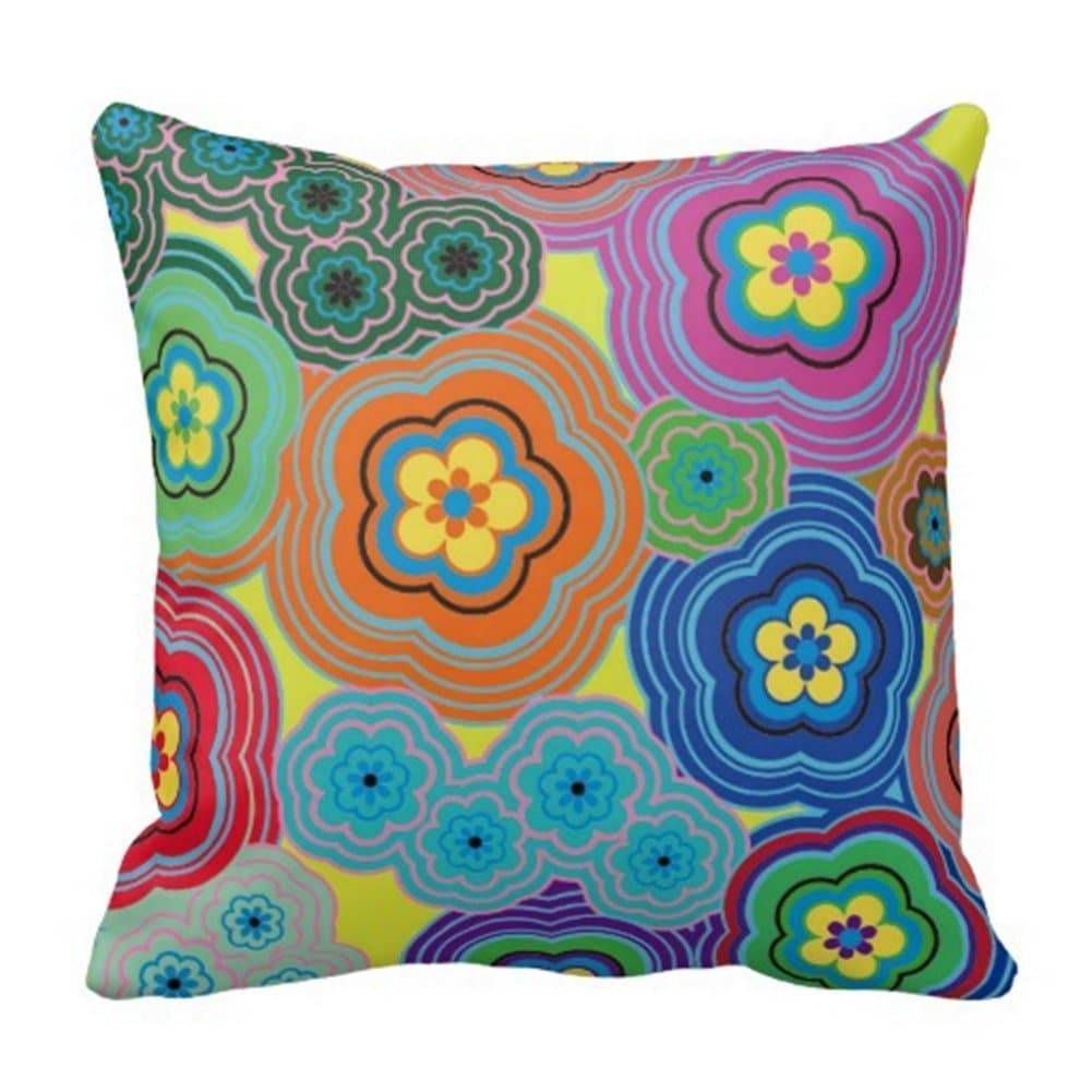 Patio Cushion Cover Deep Seating Both Sides Same Pattern Square Cotton Linen 16x16 Inch