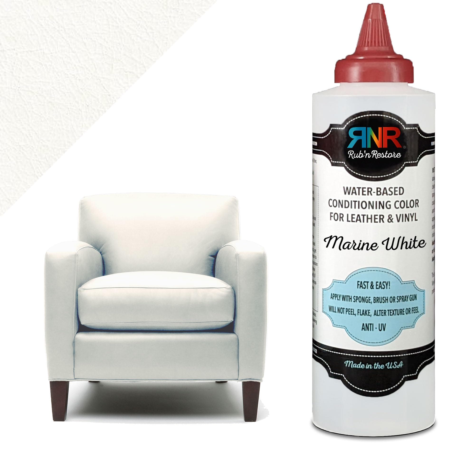 Marine White Vinyl & Leather Paint - Conditioning Color for Furniture, Auto, Boat & Apparel - Made in the USA - 8 oz Marine White (Off-White)