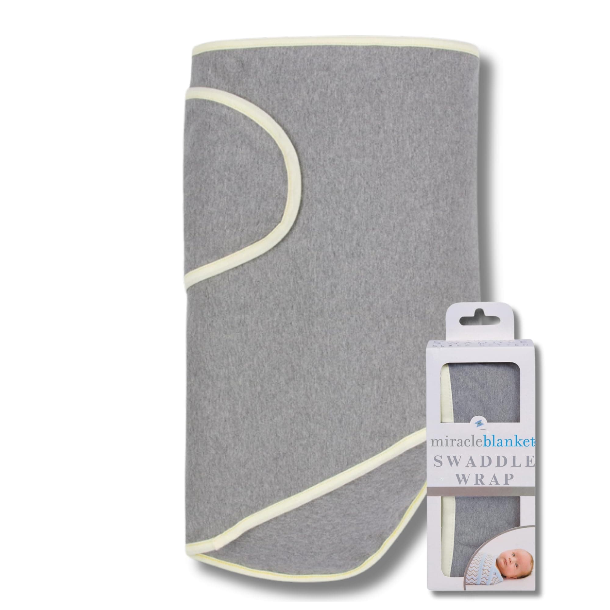 Baby Sleep Wearable Swaddle Wrap for Newborn Infant Boy or Girl 0-3 Months, Grey with Yellow Trim