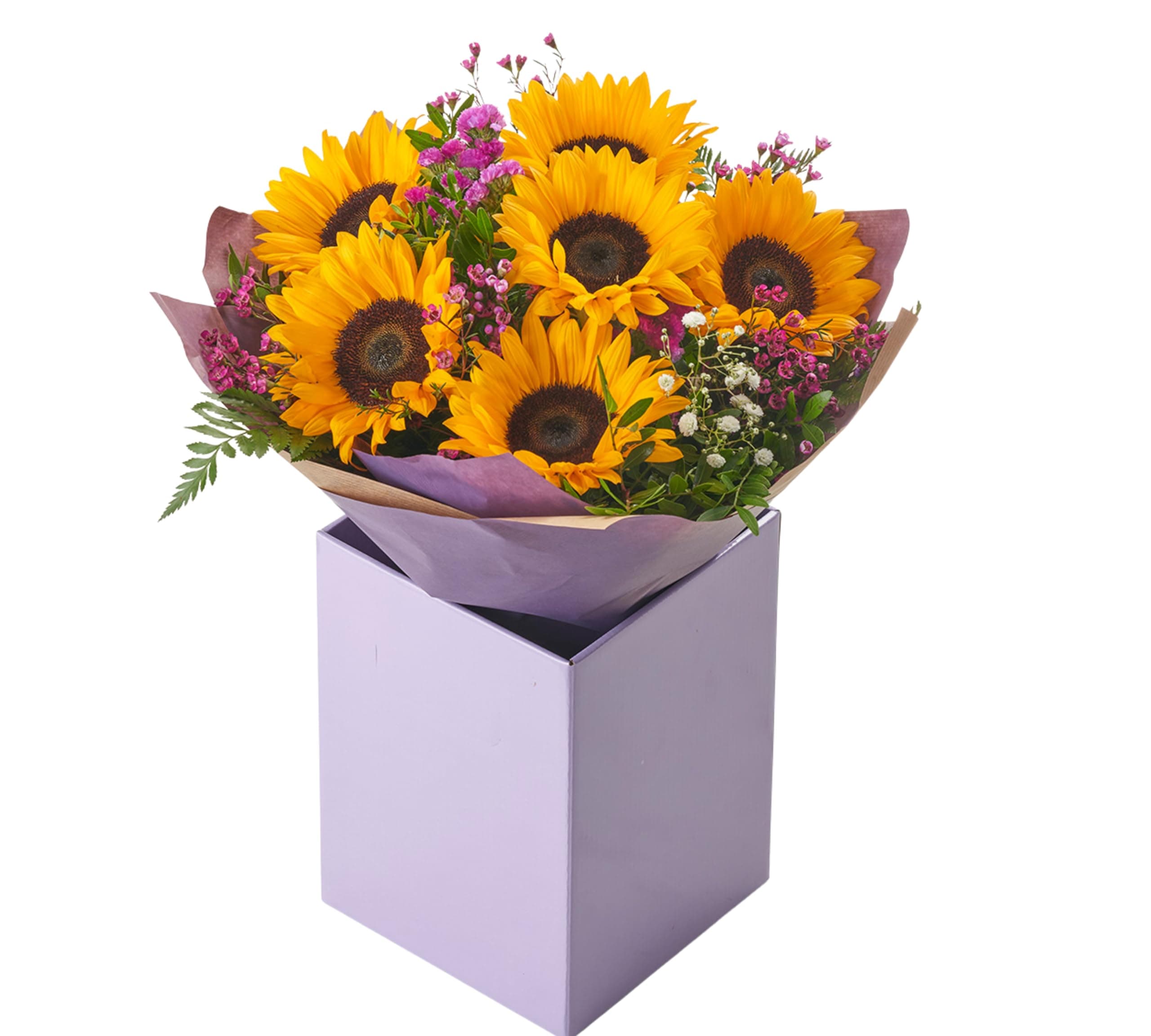 Stunning Sunflower Bouquet - Fresh Flowers for Birthdays, Anniversaries, Delivered in Gift Box Vase, Autumn arrangement, Festive Occasion, Seasonal floral, Get well
