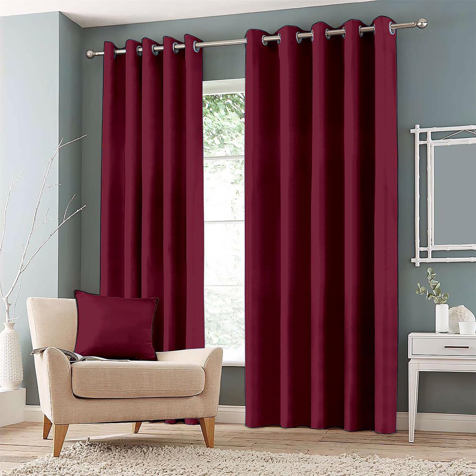 Eyelet Blackout Curtains For Bedroom Living Room Two Thermal Insulated Panels Noise Reduction Window Treatment [Wine, 66" x 90"]