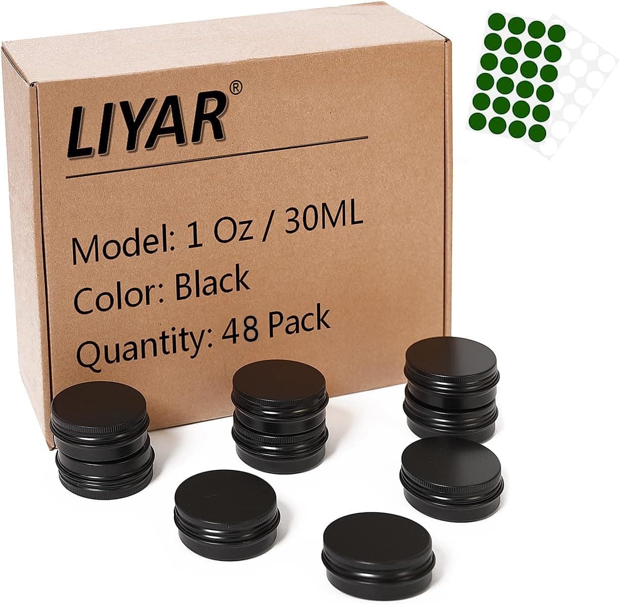 - 1oz. Metal Tin 30g Sample Lip Balm Tins Aluminum Tin Containers with Lids Screw Top Tins Cans Empty Storage Jars,Pack of 48(Black)