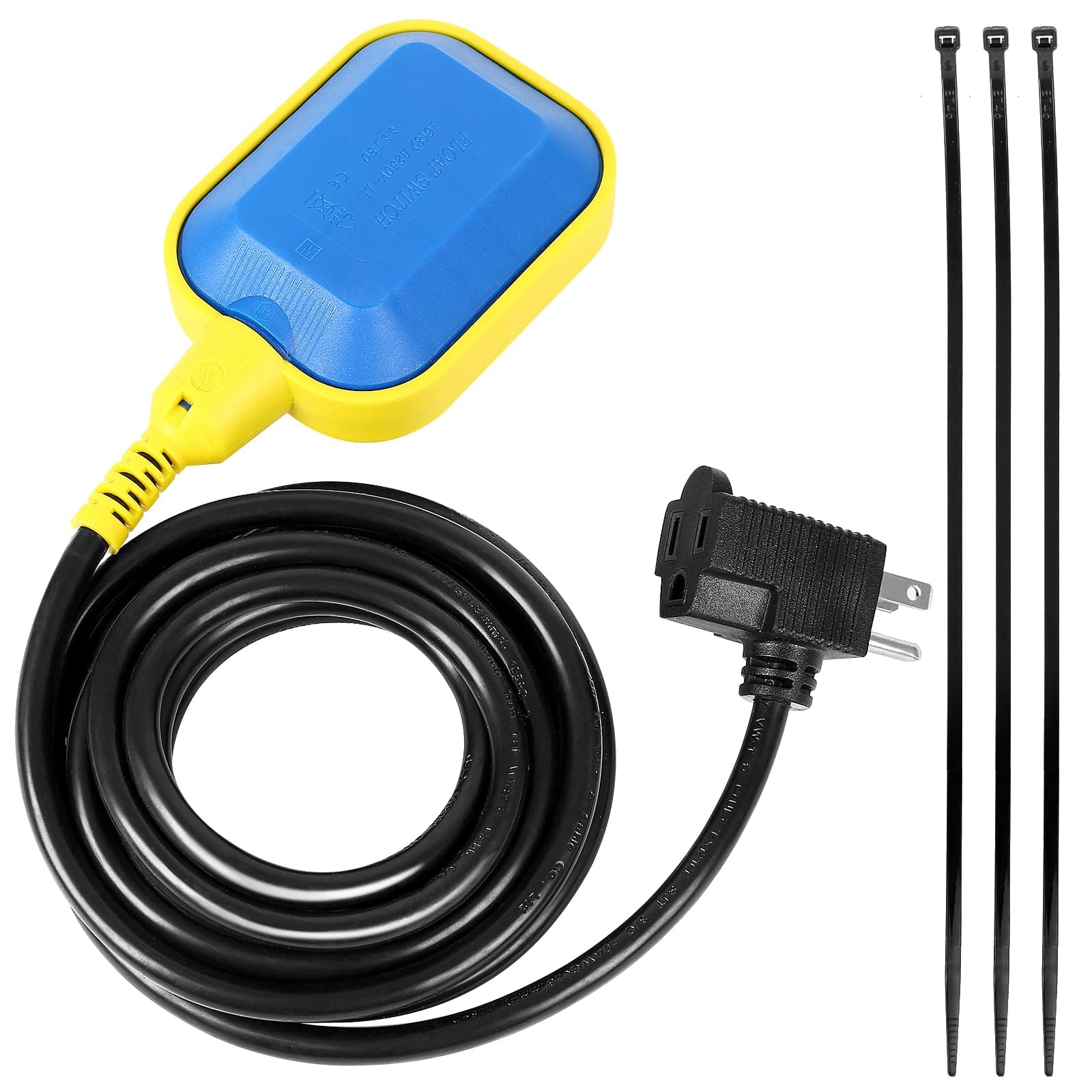 Float Switch for Sump Pump,Tethered Float Switch for Water Tank with 10ft Water Level Sensor 3M Cable Float Switch Water Level Controller for Sewage Pool Pond, IP 68 Waterproof,16Amp Maximum Current