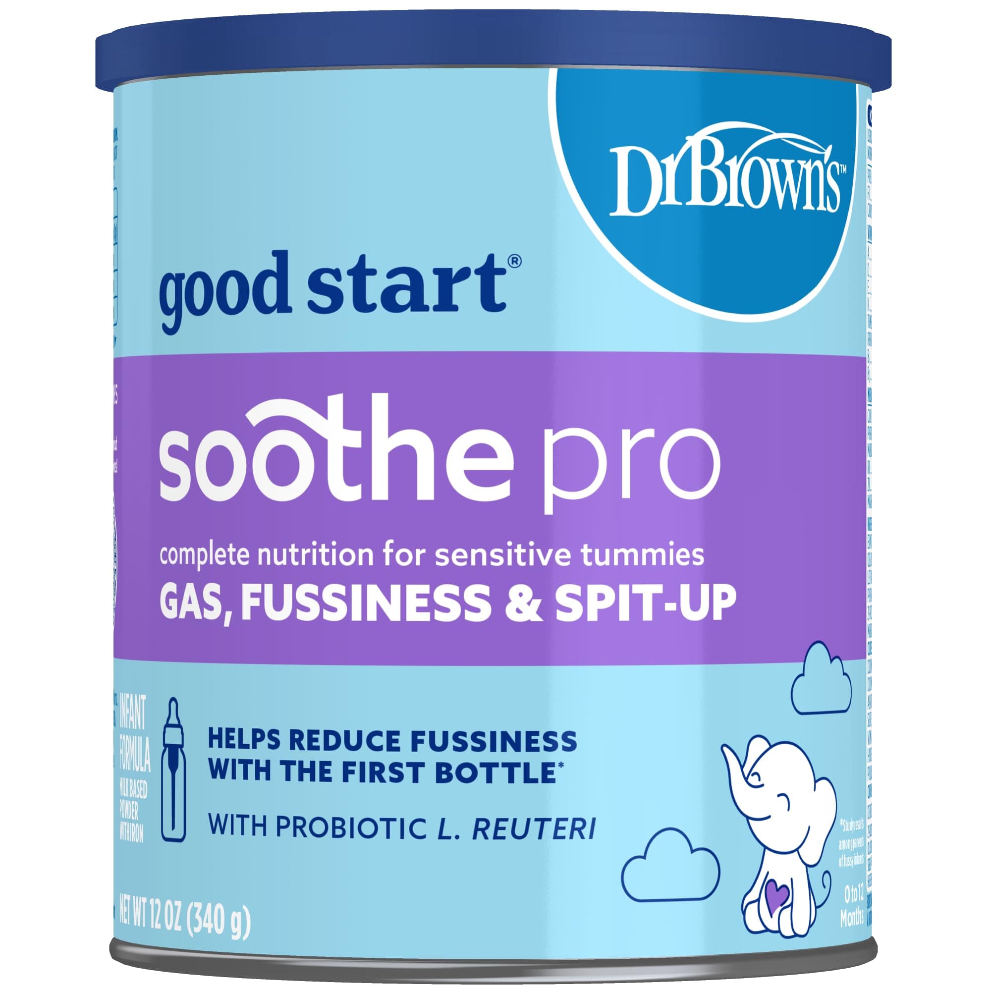 Dr. Brown's Soothe Pro, Baby Formula Powder, for Sensitive Tummies, Gas, Fussiness and Spit-Up, Infant Formula with Probiotics, DHA, Non-GMO, 12 Ounces