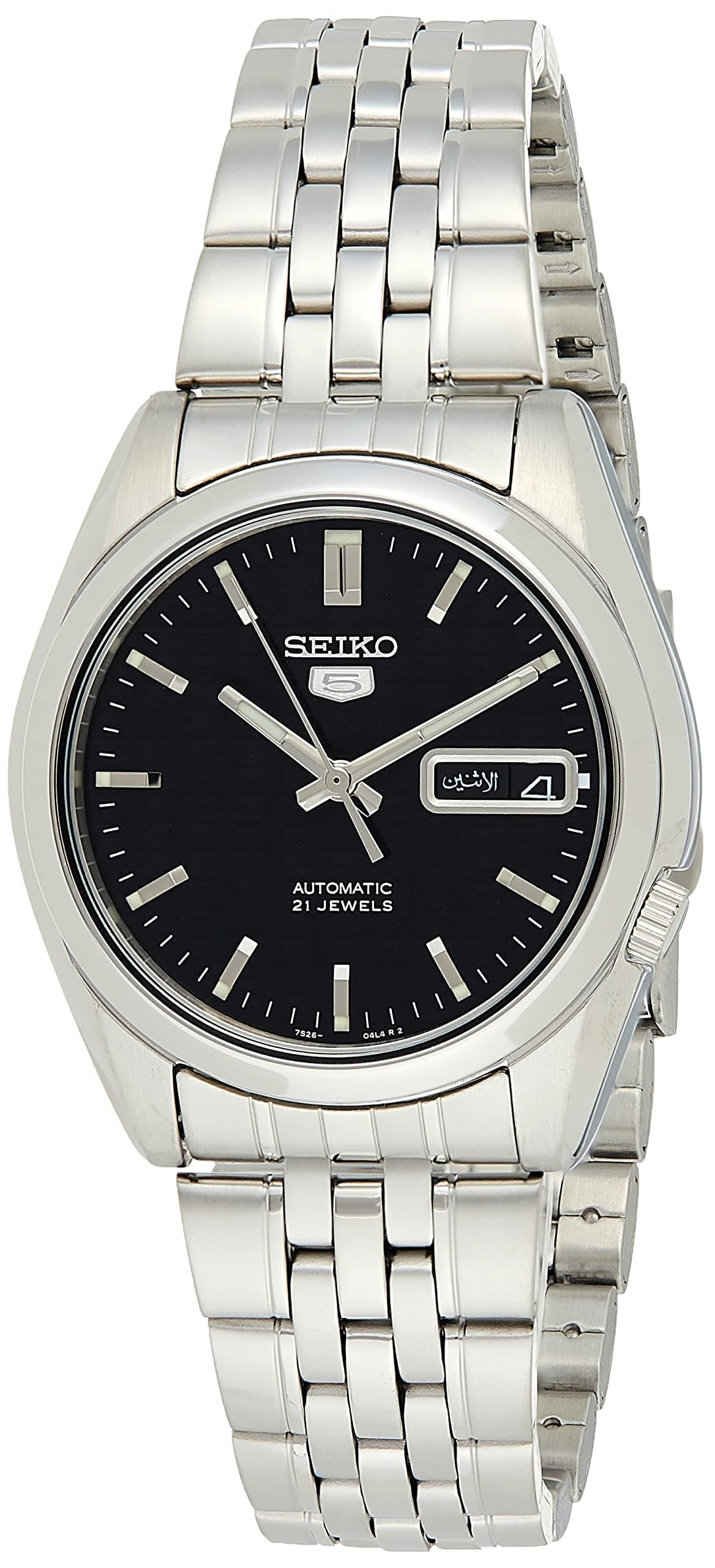 Seiko Men's SNK361 Stainless Steel Analog with Black Dial Watch