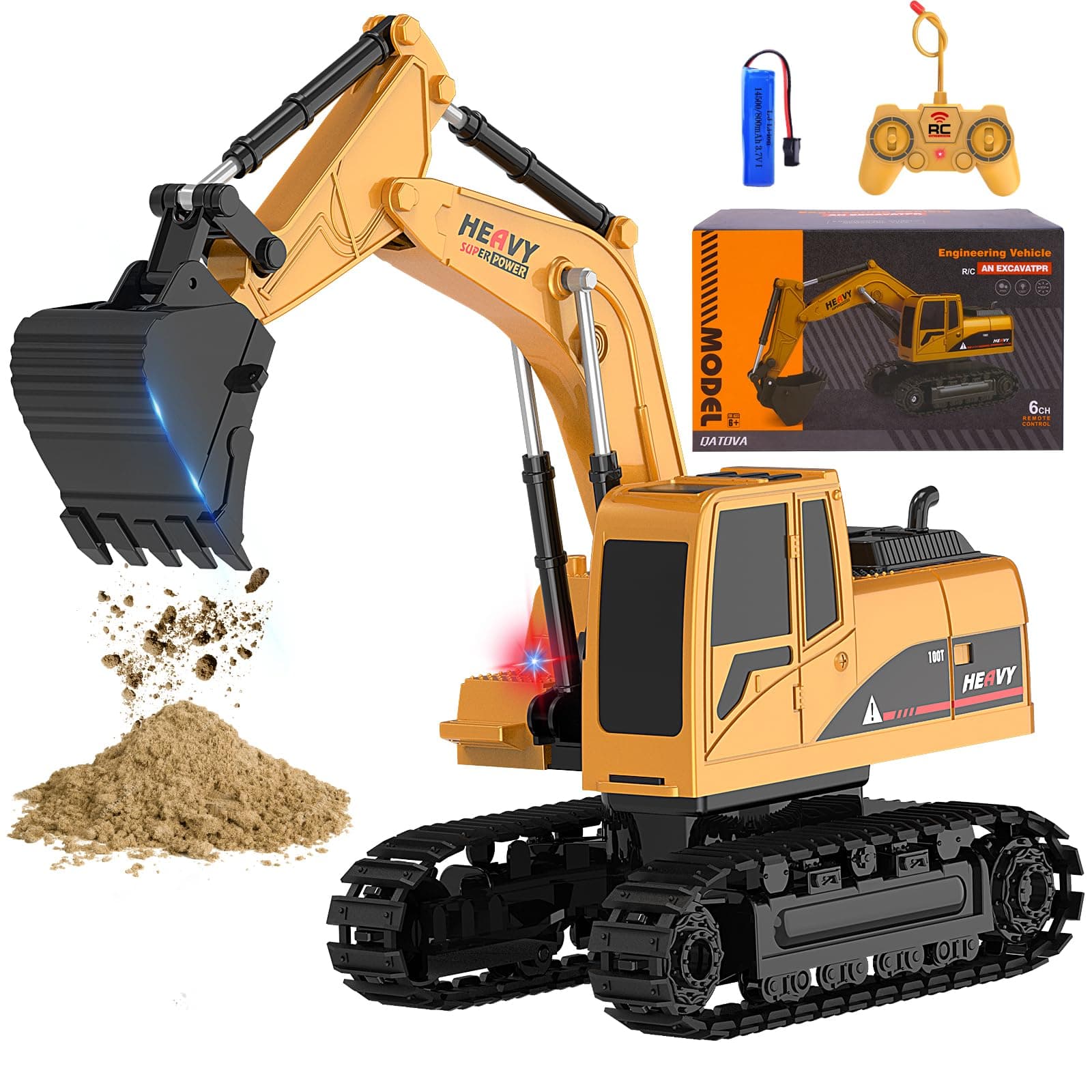 Construction Excavator Toy - Kids Toy Engineering Digger Truck, Remote Control Rechargable Hydraulic Car for 6 7 8 9 Year Old Boys Girls, Educational Toys Birthday Gifts for Kids 3 4 5 Years Old