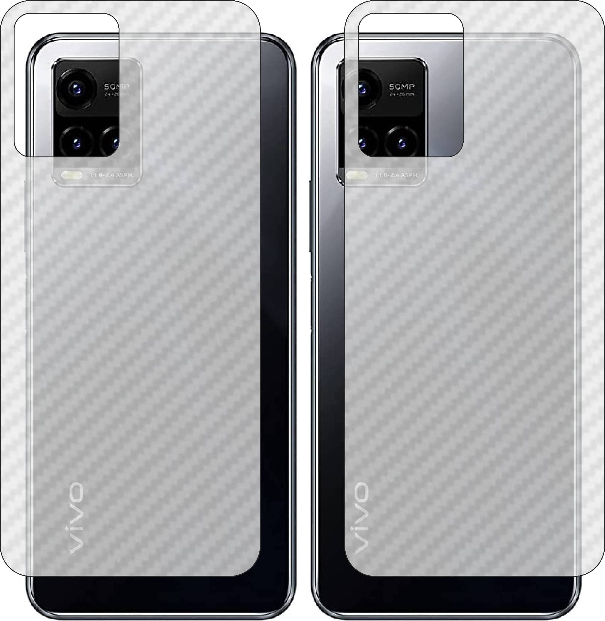 FASHEEN VIVO Y33S Back Screen Guards, Back Skin, Rear Screen Protector, 3D Carbon Fiber Protection, Not a Tempered Glass for VIVO Y33S (Pack of 2)