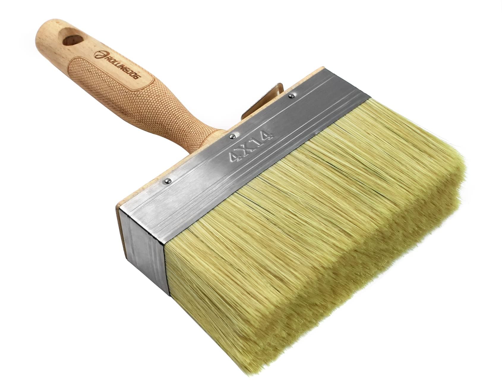 ROLLINGDOG 5.5" Deck Stain Limewash Brush - Wood Handle Large Deck Brush Applicator for Wall, Wood, Fence, Floor Painting