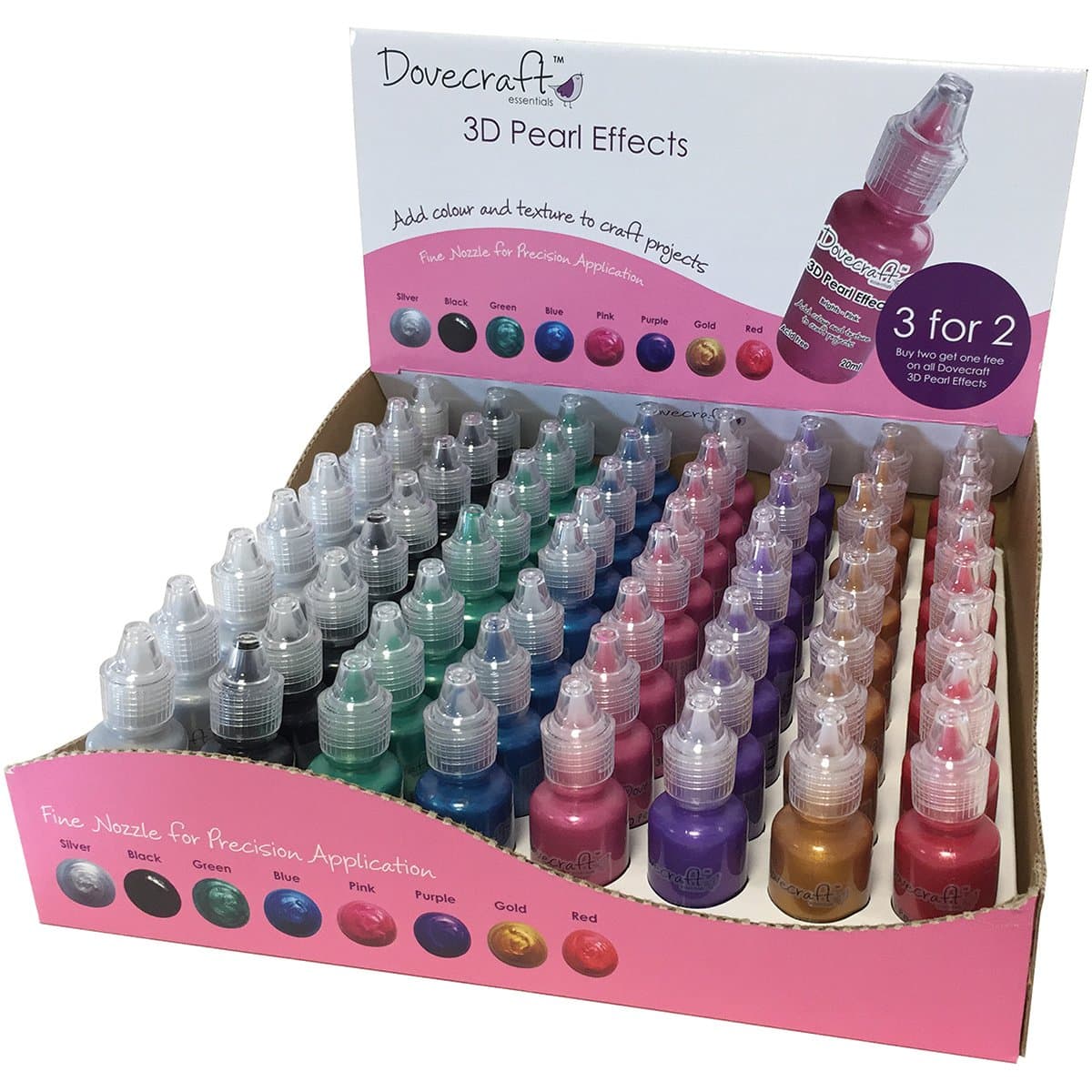 Trimcraft Paper Crafts (1-Pack) Dovecraft Basics Liquid PearlEffect 20 Milliliter Bottles 64/Box 7 Bright Colors DCBS92