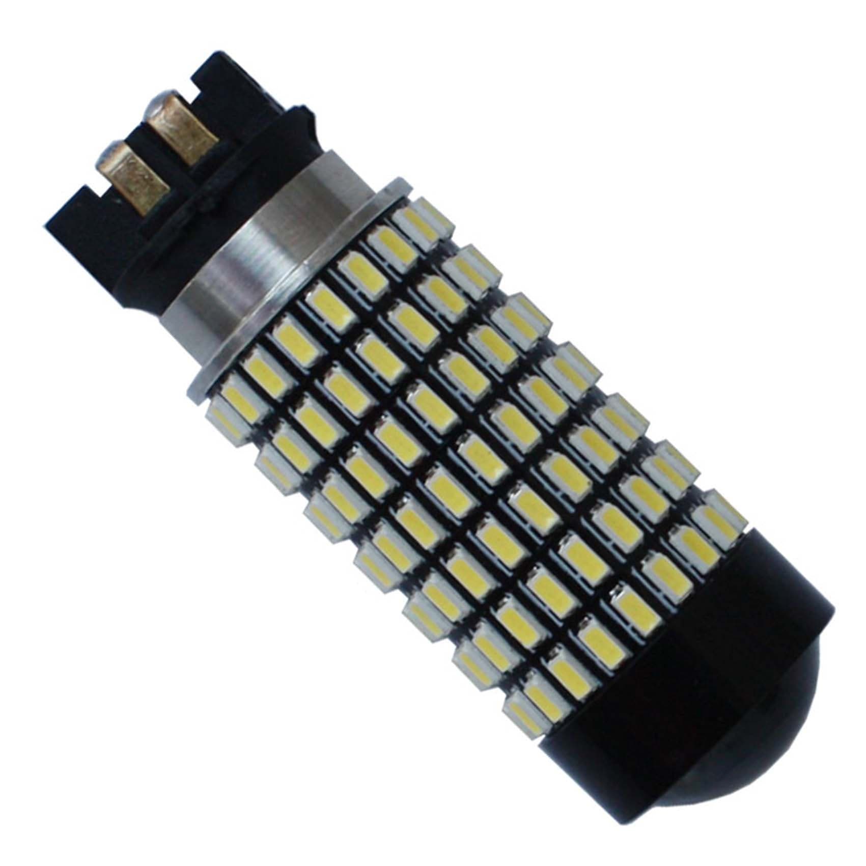 BYOPTO 2 Pcs (White PW24W PWY24W) 1400 Lumens Extremely Bright 158-SMD LED Chipsets Bulb with Projector lens Light DC12V DC24V