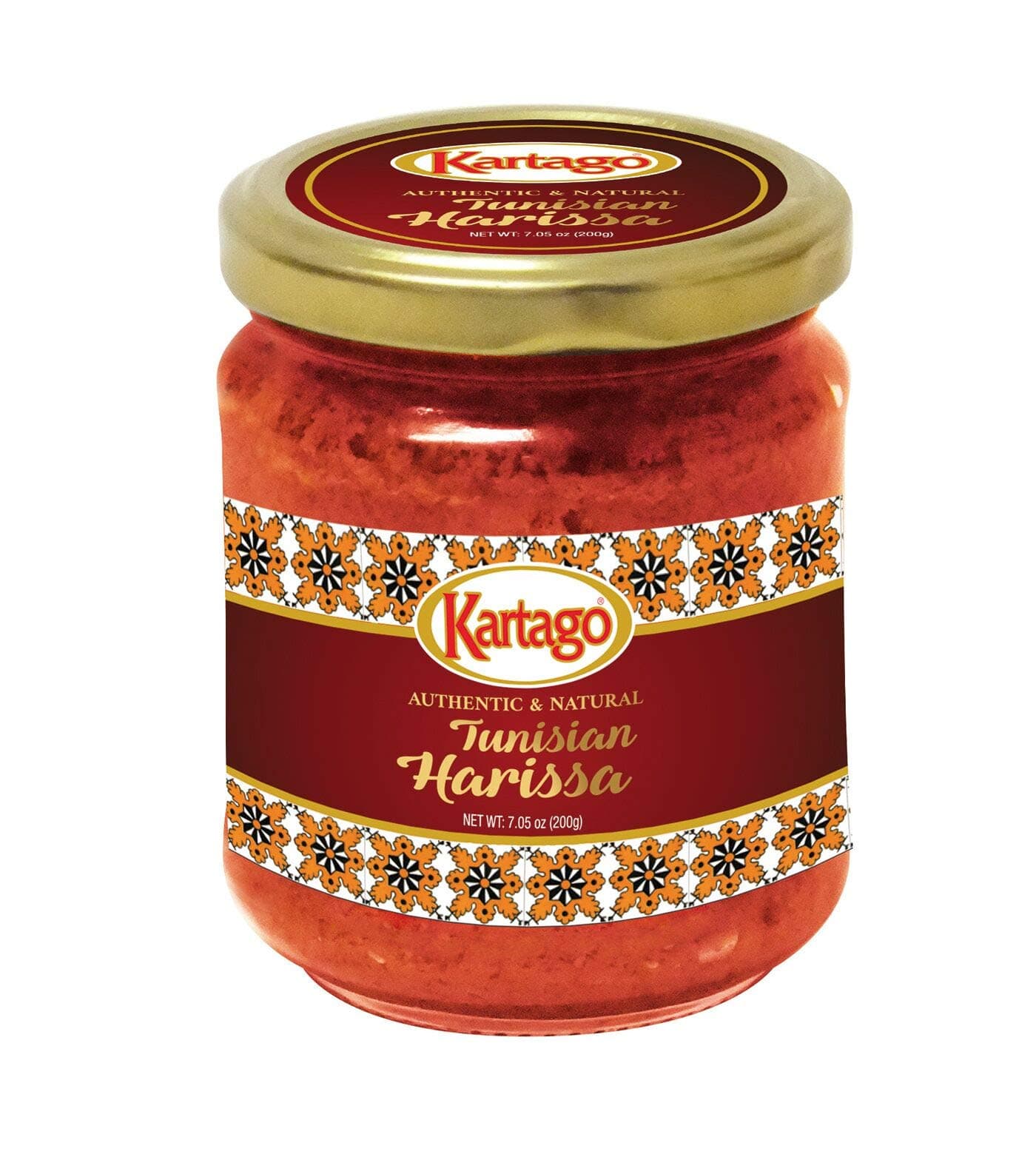 Tunisian Spicy Harissa Sauce - Smoky, Spicy Hot Chili Pepper Paste from Kartago - 7.05 Oz (Pack of 2)