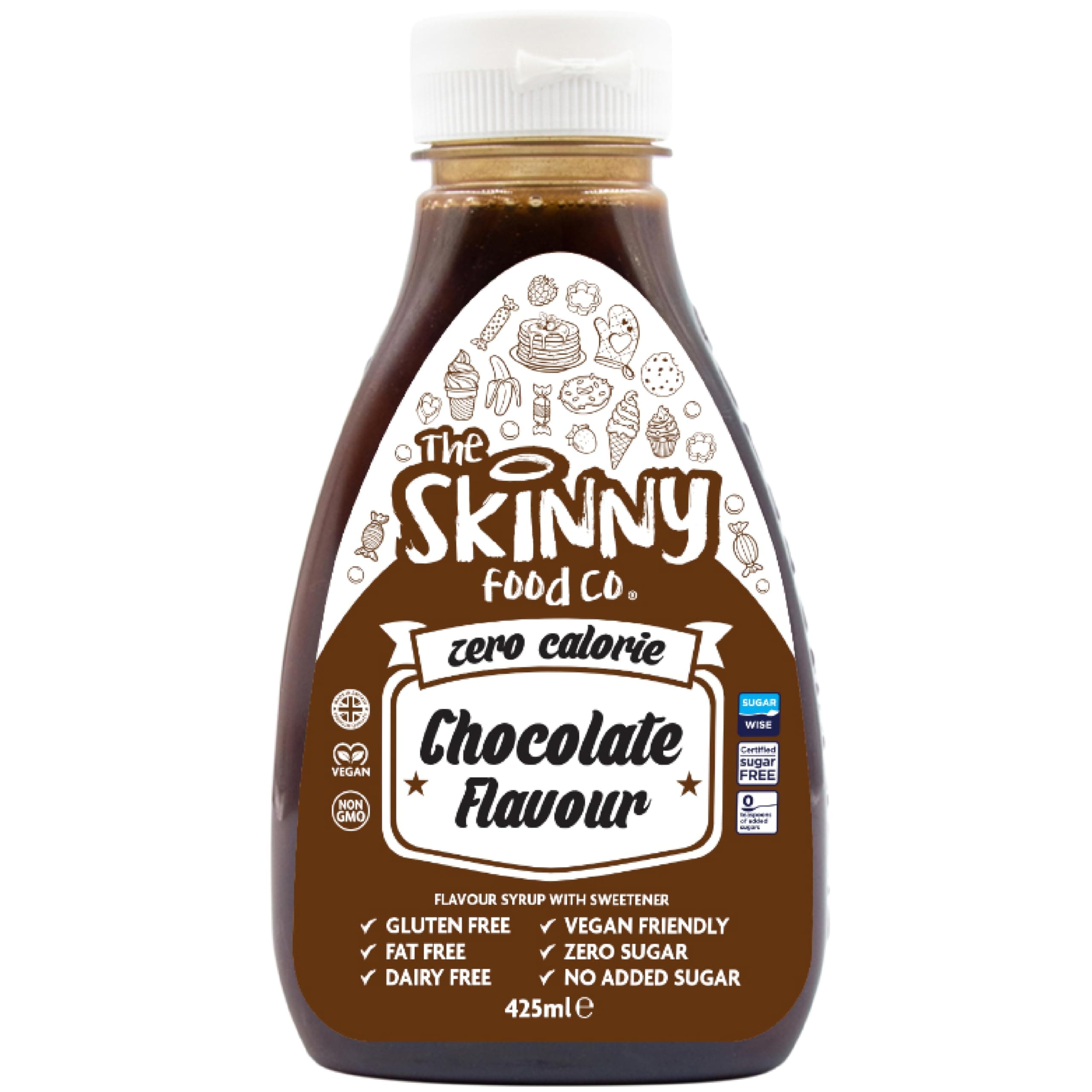 Skinny Food Co Sugar Free Chocolate Syrup 425ml - Zero Calorie Syrup For Breakfast, Pancake, Snacks, Drinks & Desserts - Vegan, Gluten-free, Keto & Paleo Friendly Skinny Syrups