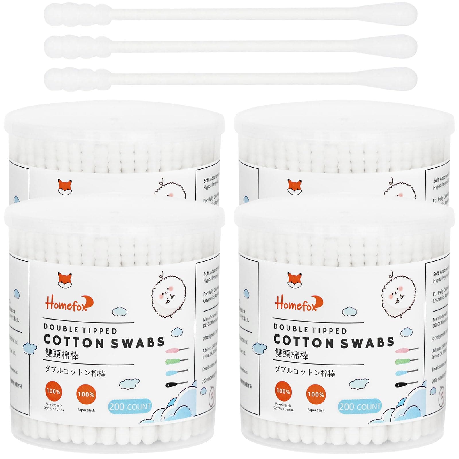 Cotton Swabs Spiral - 800 Count Organic Cotton Buds Double Side Tightly Wrapped Cotton Tips Paper Stick Soft Gentle Lint-Free Cruelty-Free, Round & Spiral (White)
