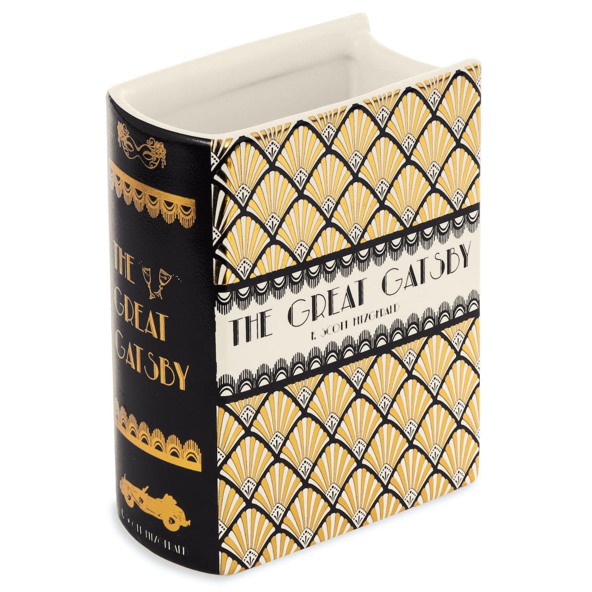 Steel Mill & Co Original Book-Shaped Decorative Vase, Ceramic Vases for Home Decor, Cute Bookshelf Decor, Unique Vase for Book Lovers (Small - Great Gatsby)