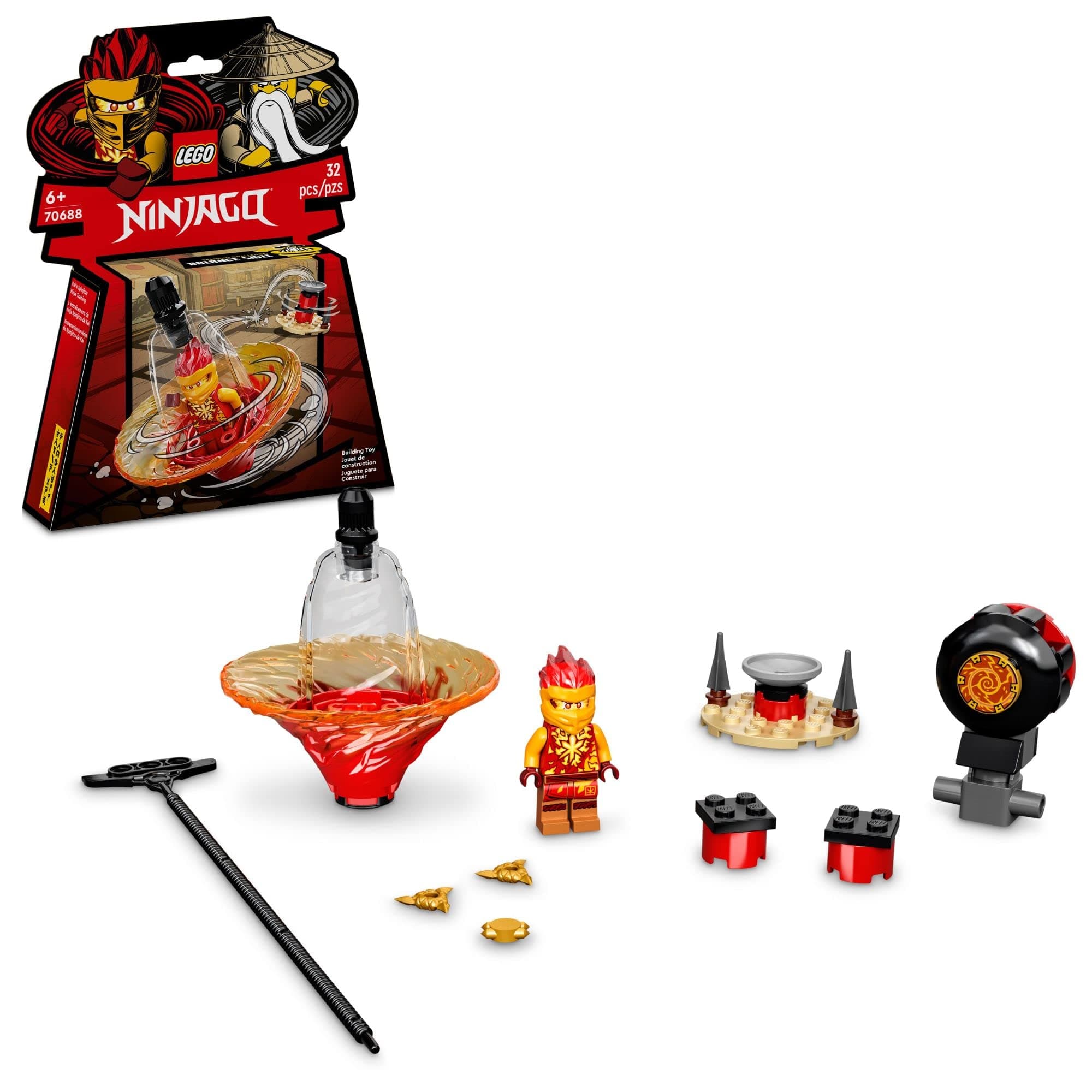 NINJAGO Kai’s Spinjitzu Ninja Training 70688 Spinning Toy Building Kit with NINJAGO Kai; Gift for Kids Aged 6+ (32 Pieces)