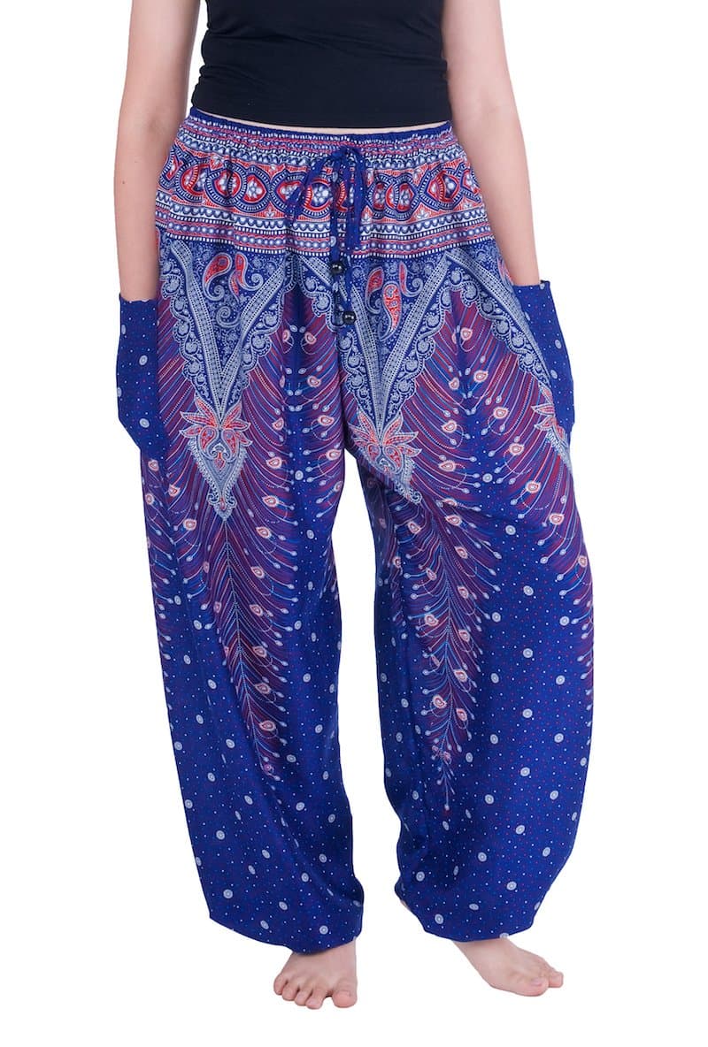 Lannaclothesdesign Harem Pants Women – Boho Elephant Pants High-Waisted Hippie Clothes with Pockets for Yoga