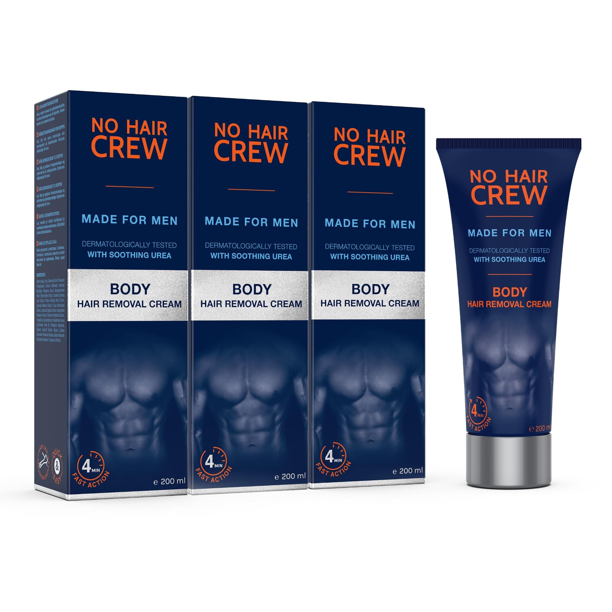 3 x Premium Body Hair Removal Cream - Thorough and Gentle Hair Removal for Men (3 x 200 ml)
