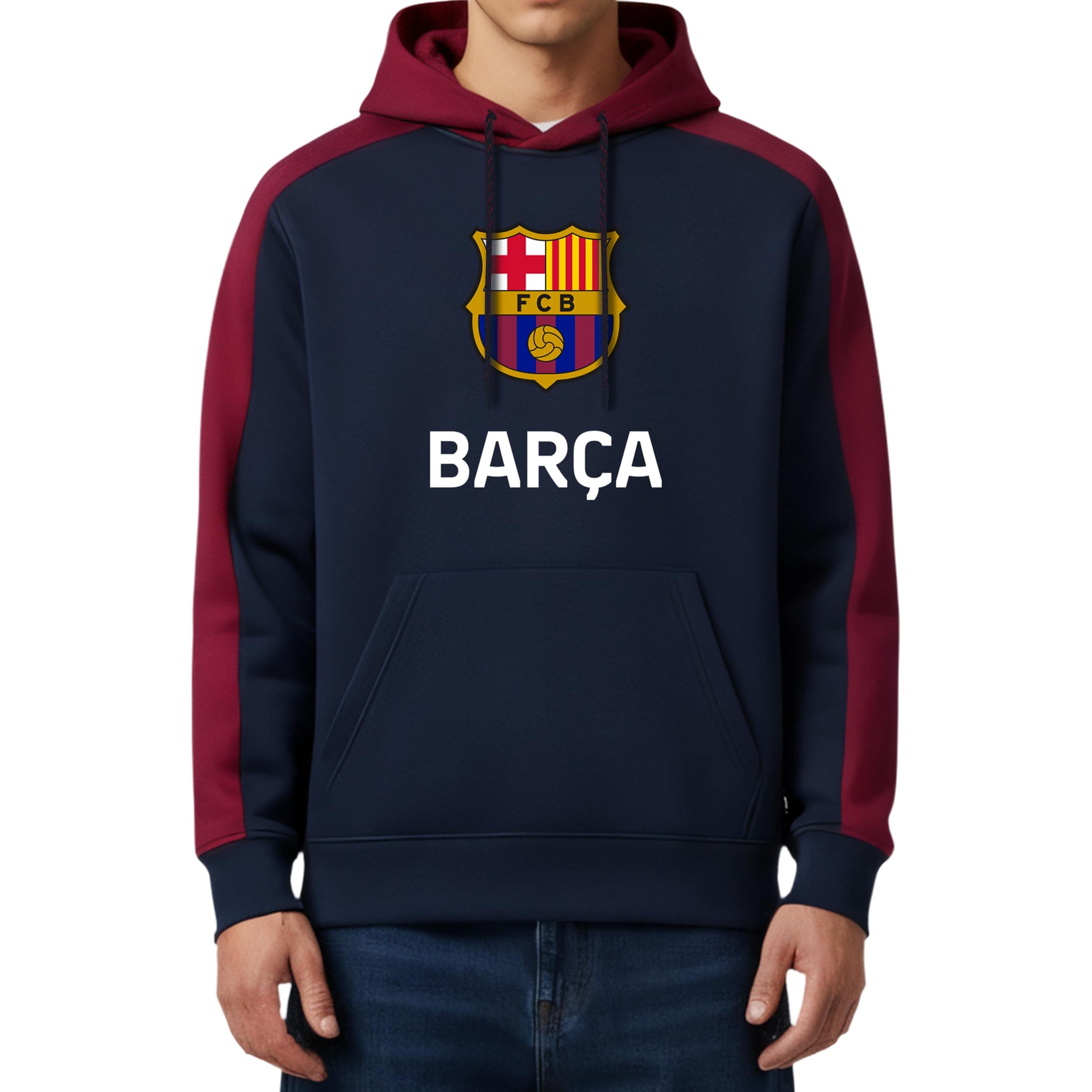 Officially Licensed FC Barcelona Pullover Hoodie - Unisex Adult