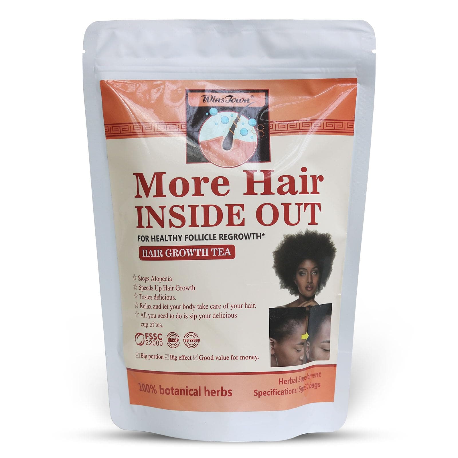 Hair Growth Tea, More Hair Inside Out for Healthy Follicle Regrowth, 30 Tea Bags