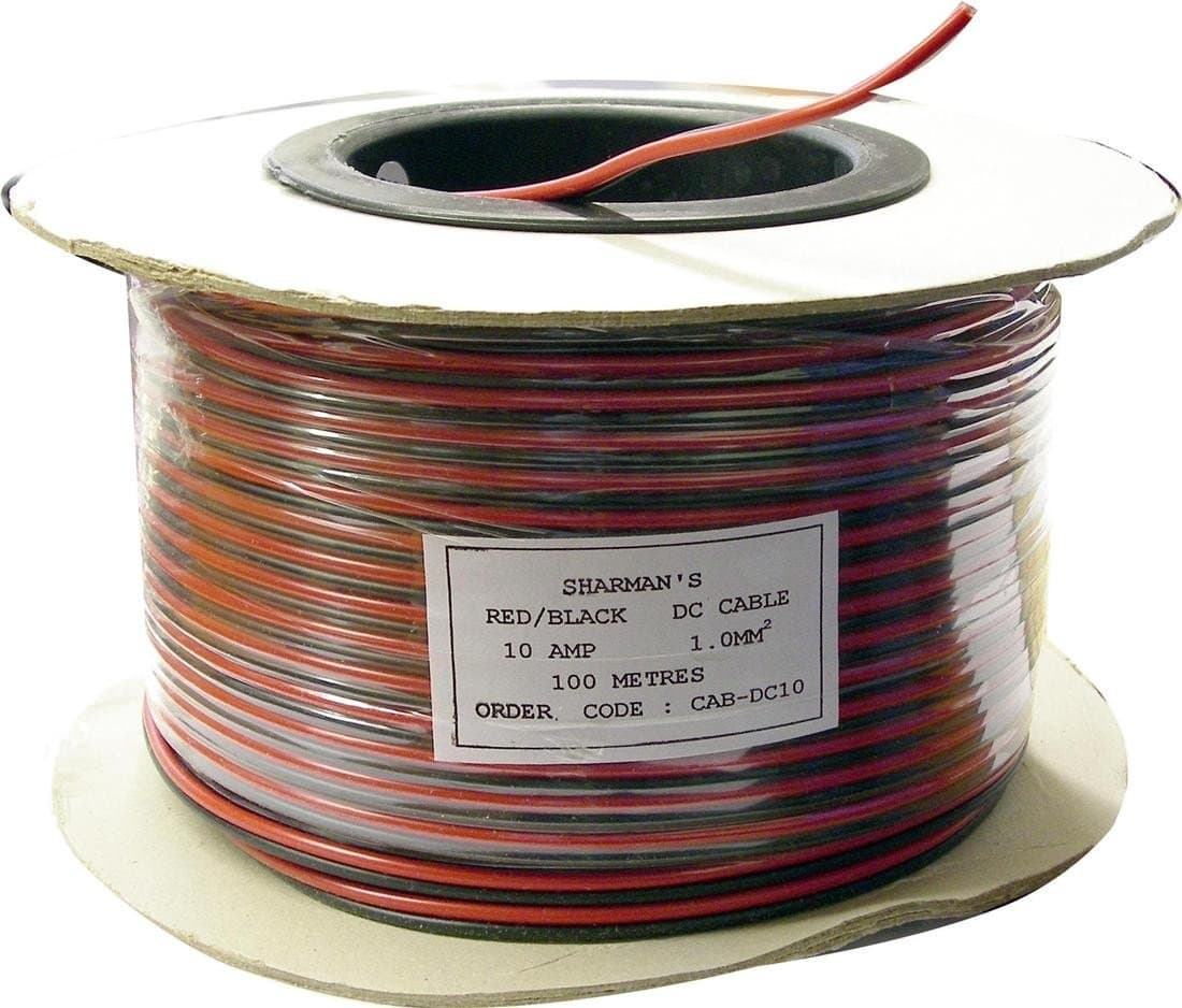 10A 12V Black/Red DC Power Cable - 100m reel
