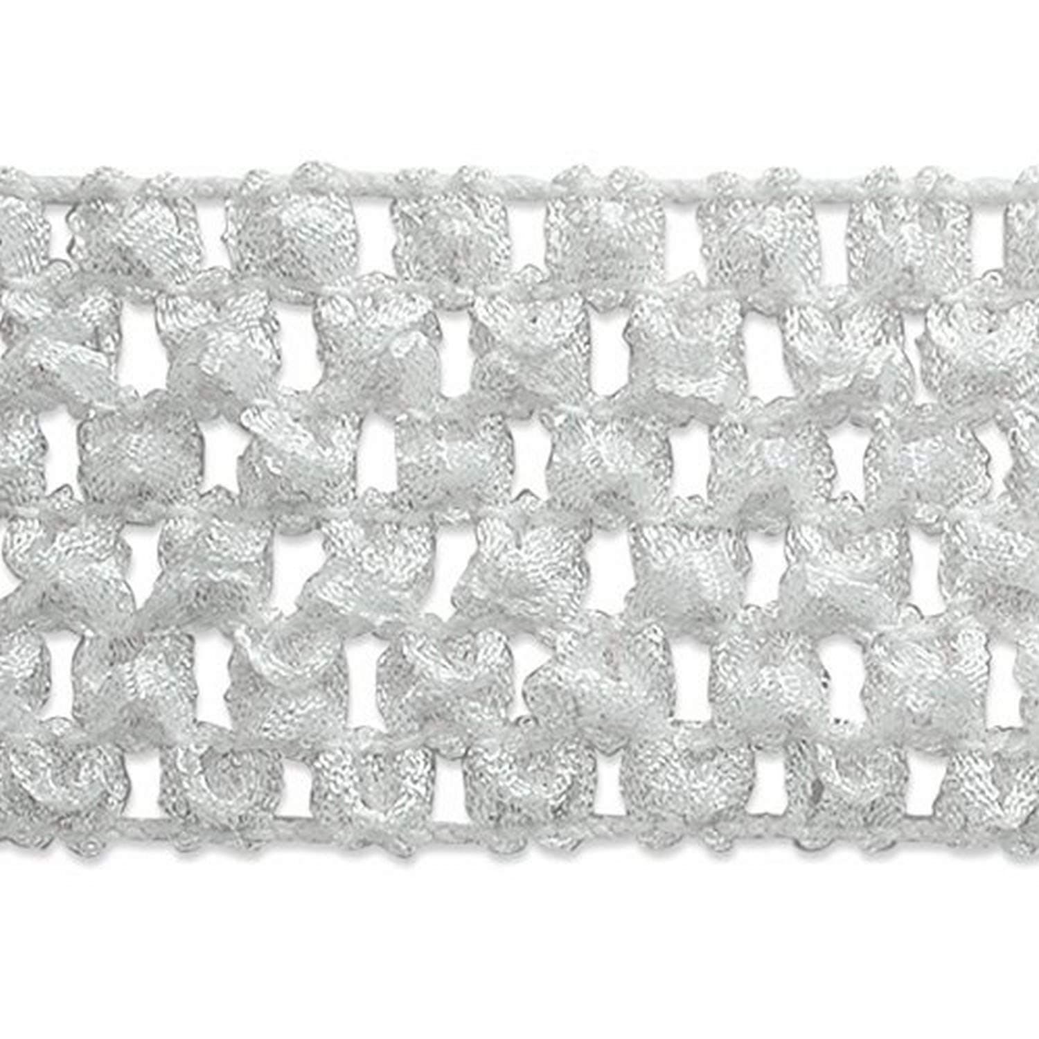 Expo International 1-3/4-Inch Crochet Stretch Trim Embellishment, 20-Yard, White